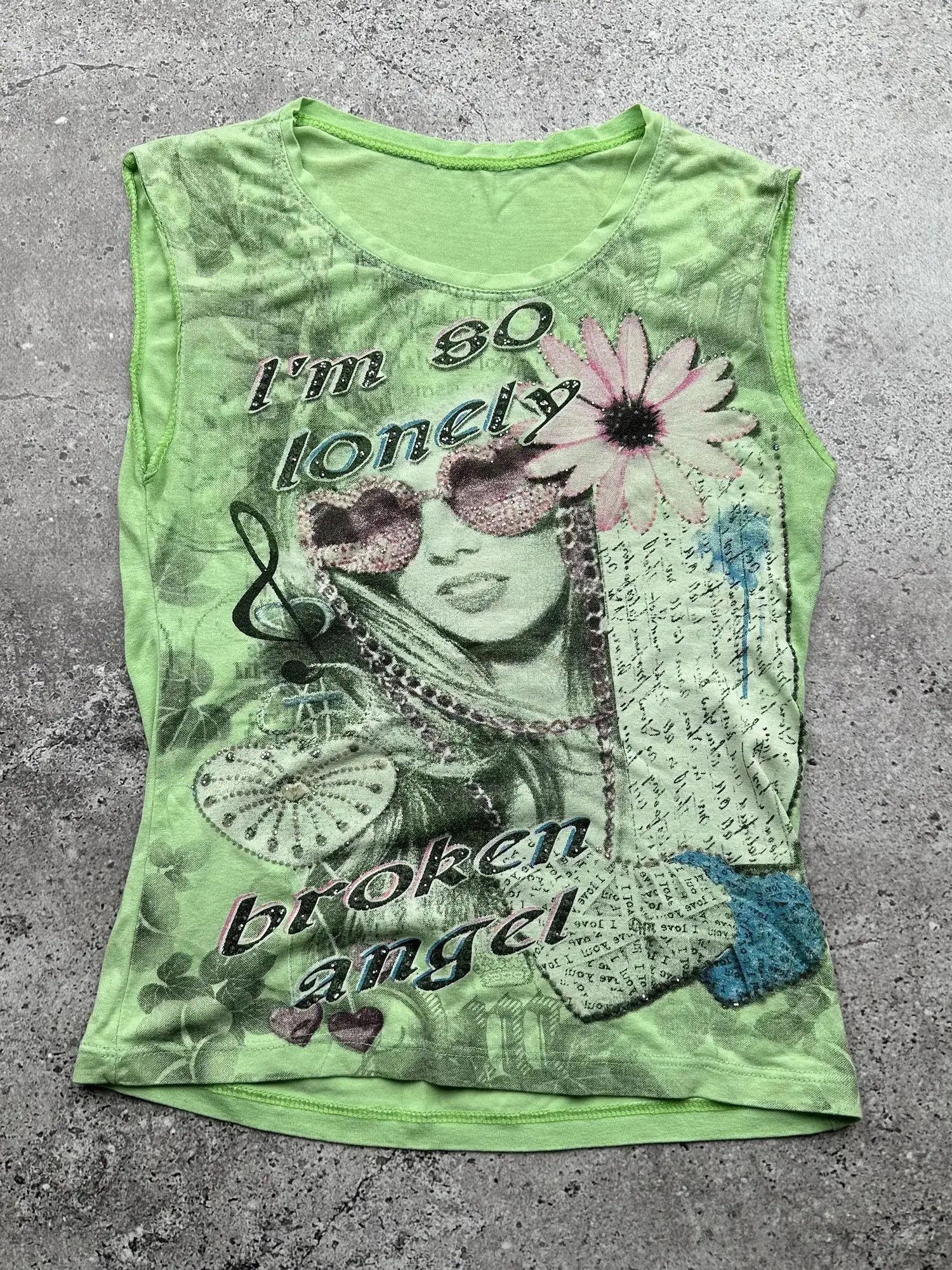 Japanese Brand Vintage Printed Tank Top C415(V215)(E8) Size XS / US 0-2 / IT 36-38 - 1 Thumbnail