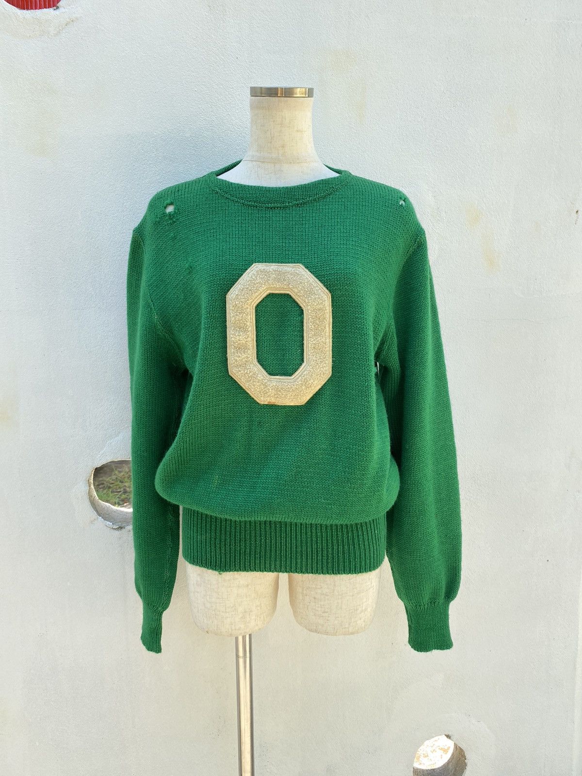 Designer × Vintage Nelson knitting Green Knit Sweater with Front Logo Patch Size M / US 6-8 / IT 42-44 - 7 Thumbnail