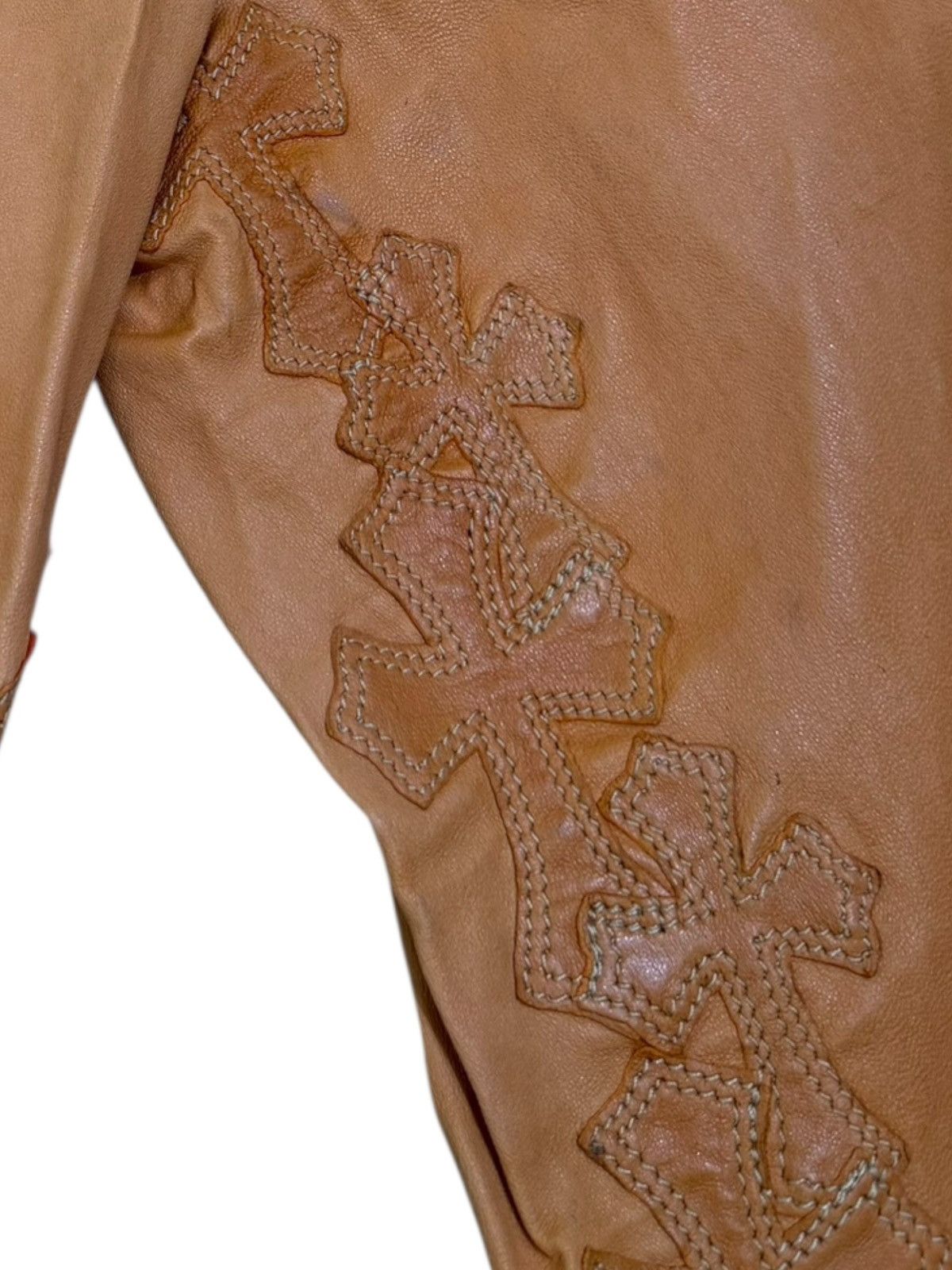 Chrome Hearts Chrome Hearts Orange Cross Flooded Leather Pants Size 26" / US 2 / IT 38 - 5 Thumbnail