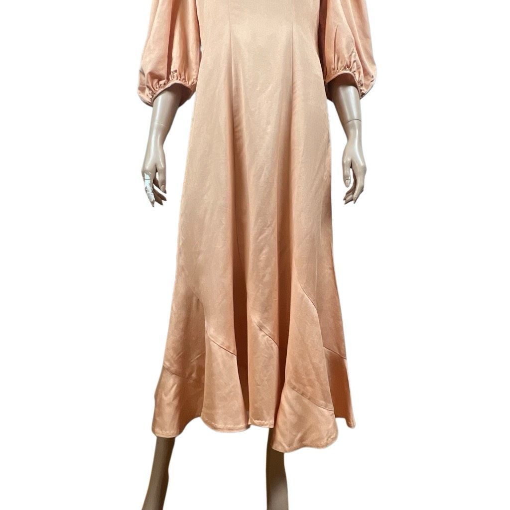 Loeffler Randall NWT Loeffler Randall Carmina Curve Seam Puff Sleeve Dress Cipria Peach Size 4 (037) Size S / US 4 / IT 40 - 5 Thumbnail