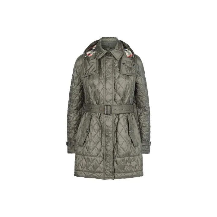 Burberry Burberry Green Mid-Length Hooded Coat 0079 Size L / US 10 / IT 46 - 1 Thumbnail