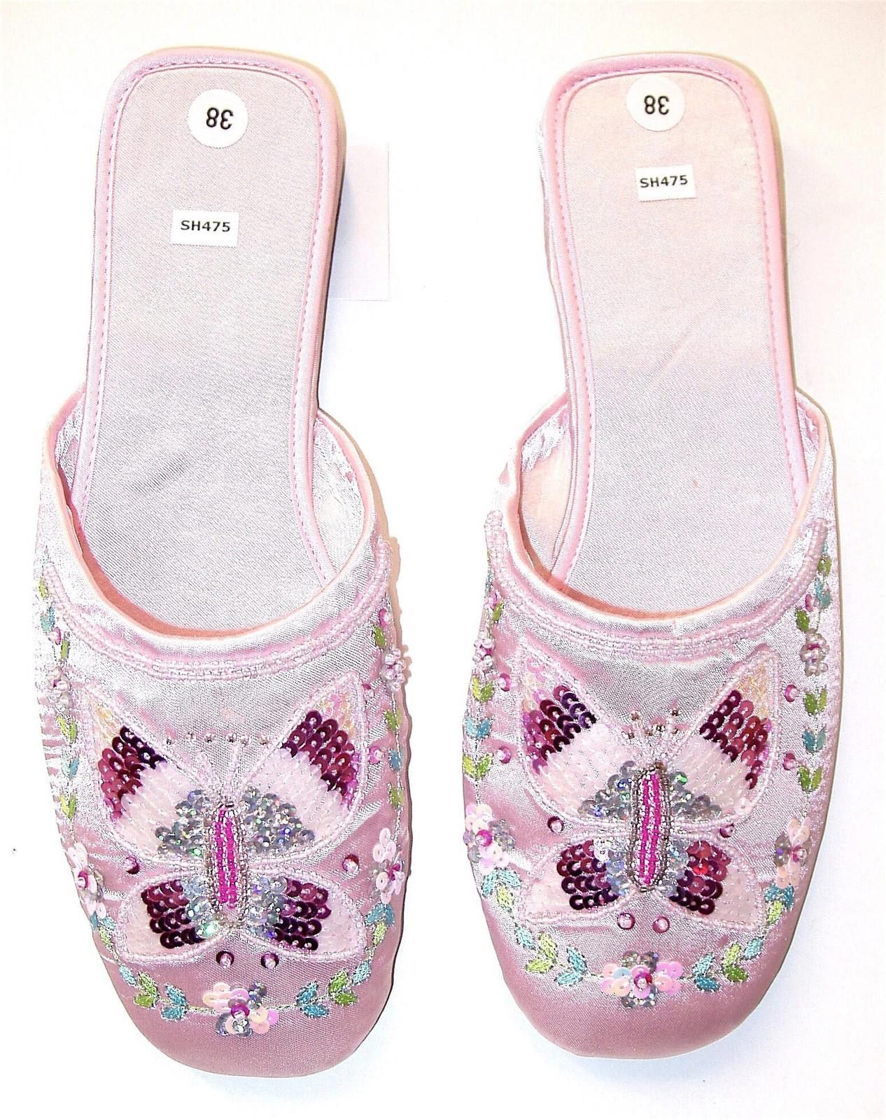 Designer Sequin Satin Beaded Slippers PINK size 8 only Size US 8 / IT 38 - 1 Preview