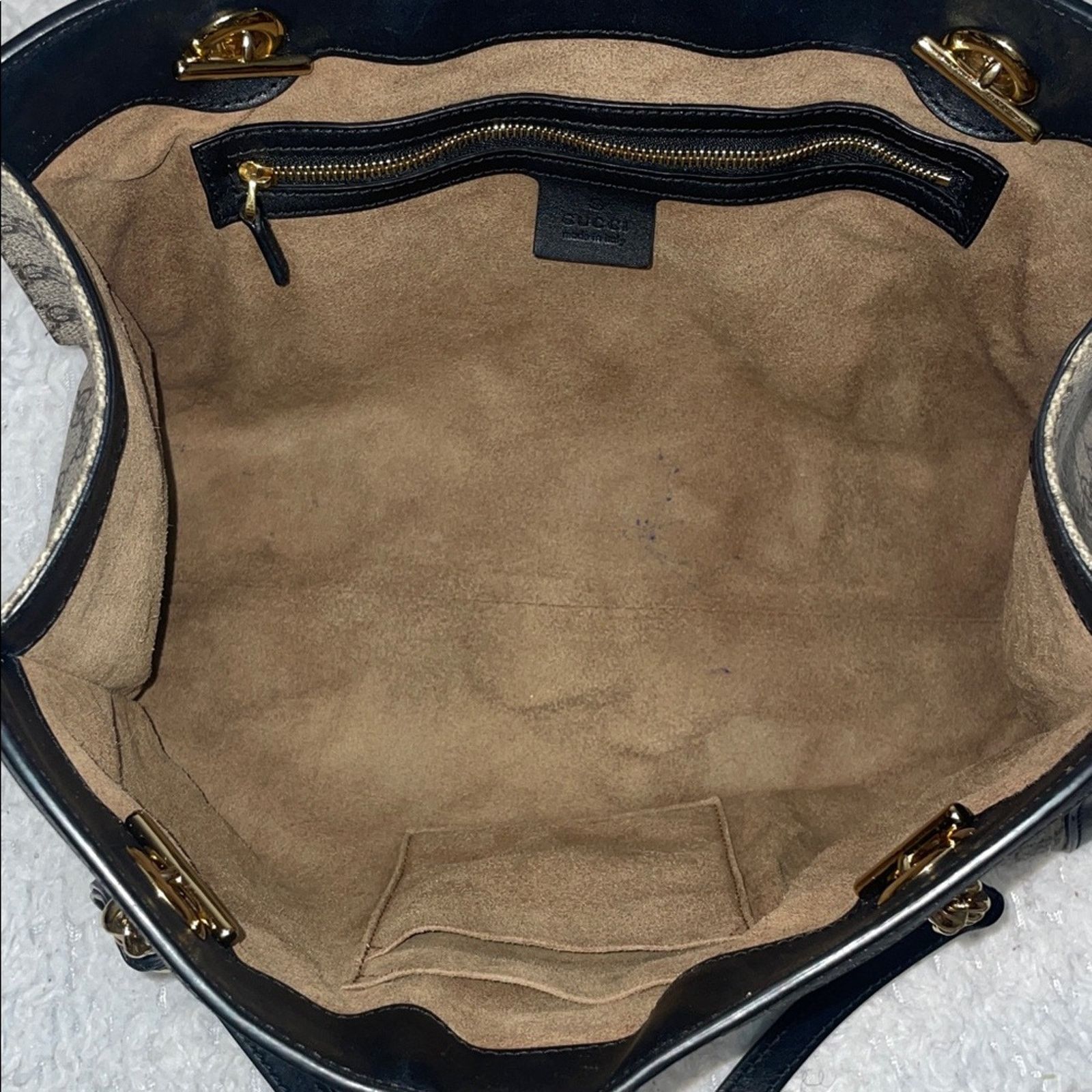 Gucci Gucci Padlock GG Supreme Medium Tote Beige Black Size ONE SIZE - 13 Thumbnail