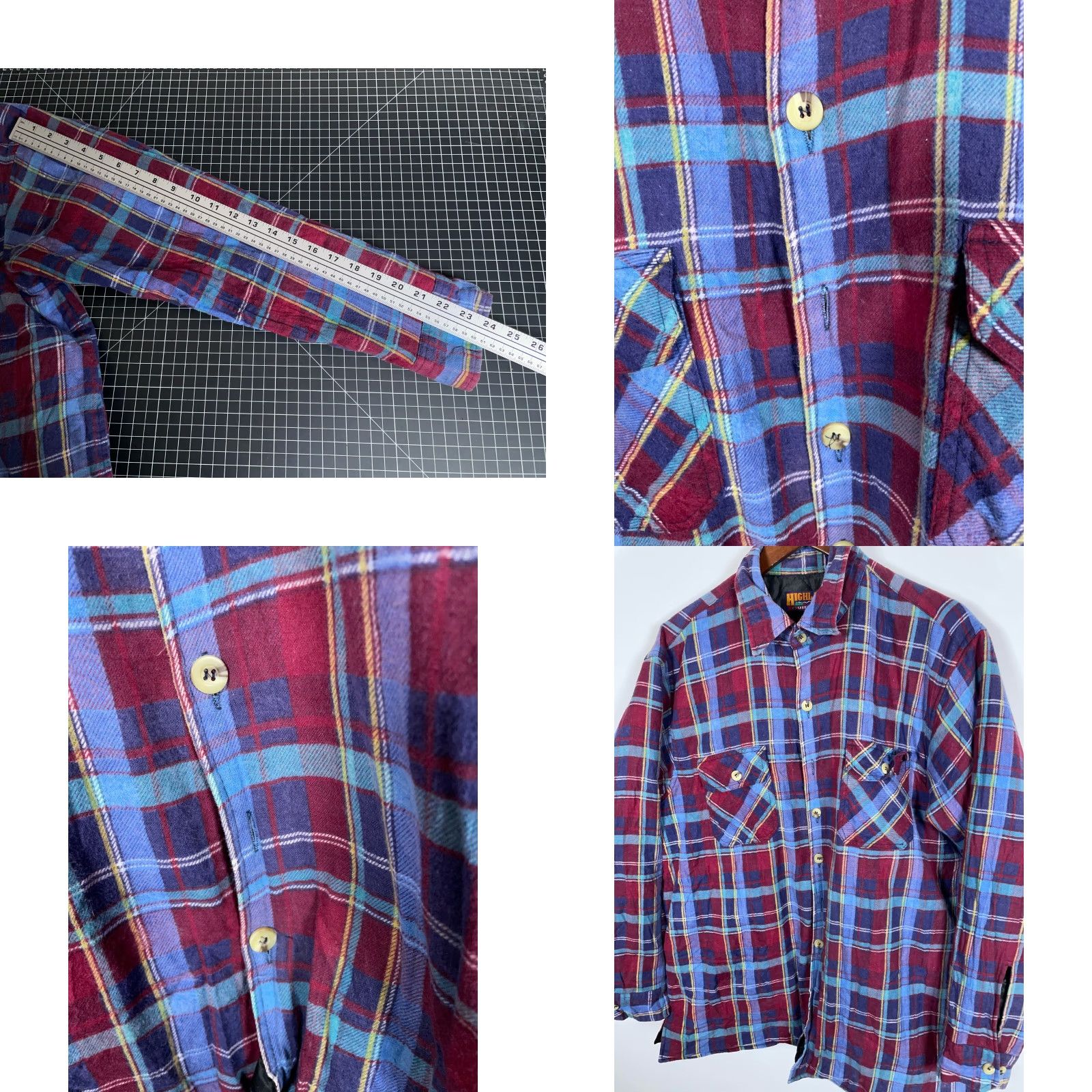 Vintage Highland Outfitters Shacket Adult XL Red Plaid Quilted Flannel Shirt Jacket Mens Size US XL / EU 56 / 4 - 8 Thumbnail