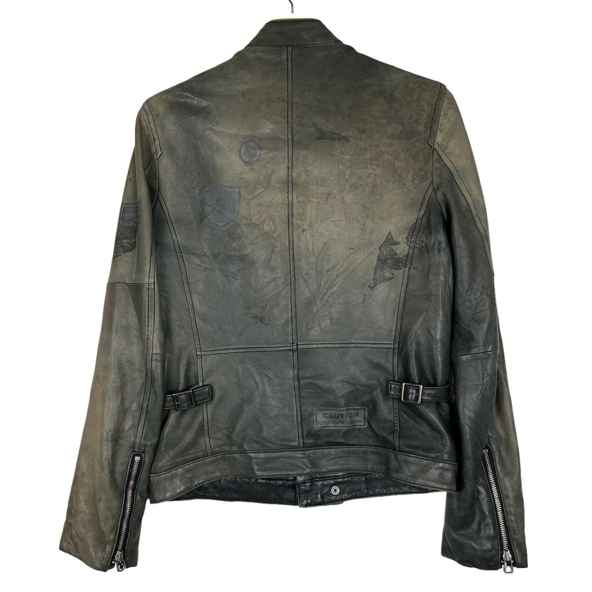 Frapbois 🔥 FRAPBOIS ASYMMETRICAL DYED LEATHER MOTO JACKET Size US S / EU 44-46 / 1 - 2 Thumbnail