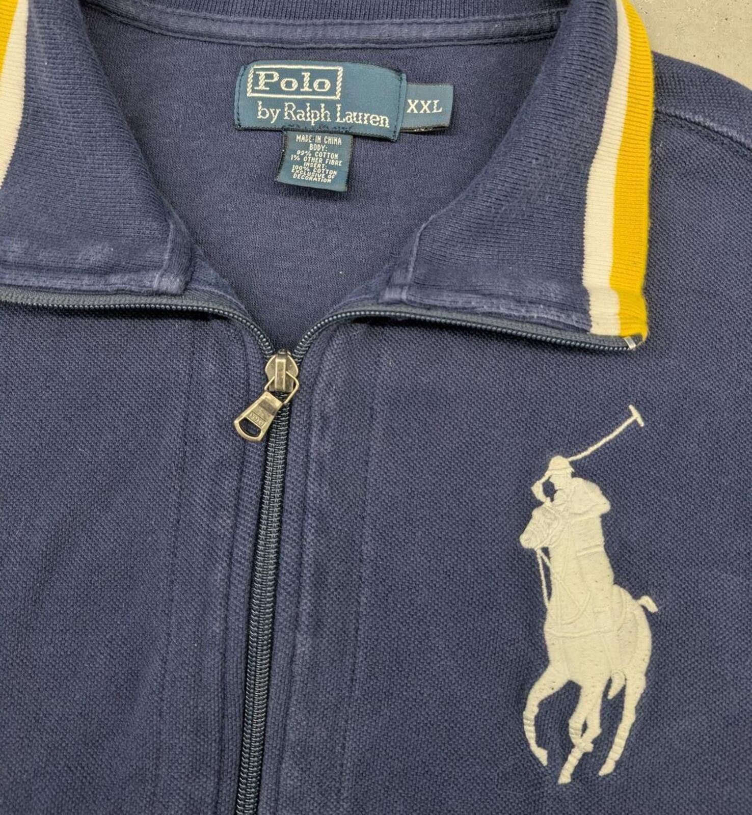 Polo Ralph Lauren Vintage Polo Ralph Lauren Navy Blue Cotton Track Jacket Size US XXL / EU 58 / 5 - 2 Thumbnail