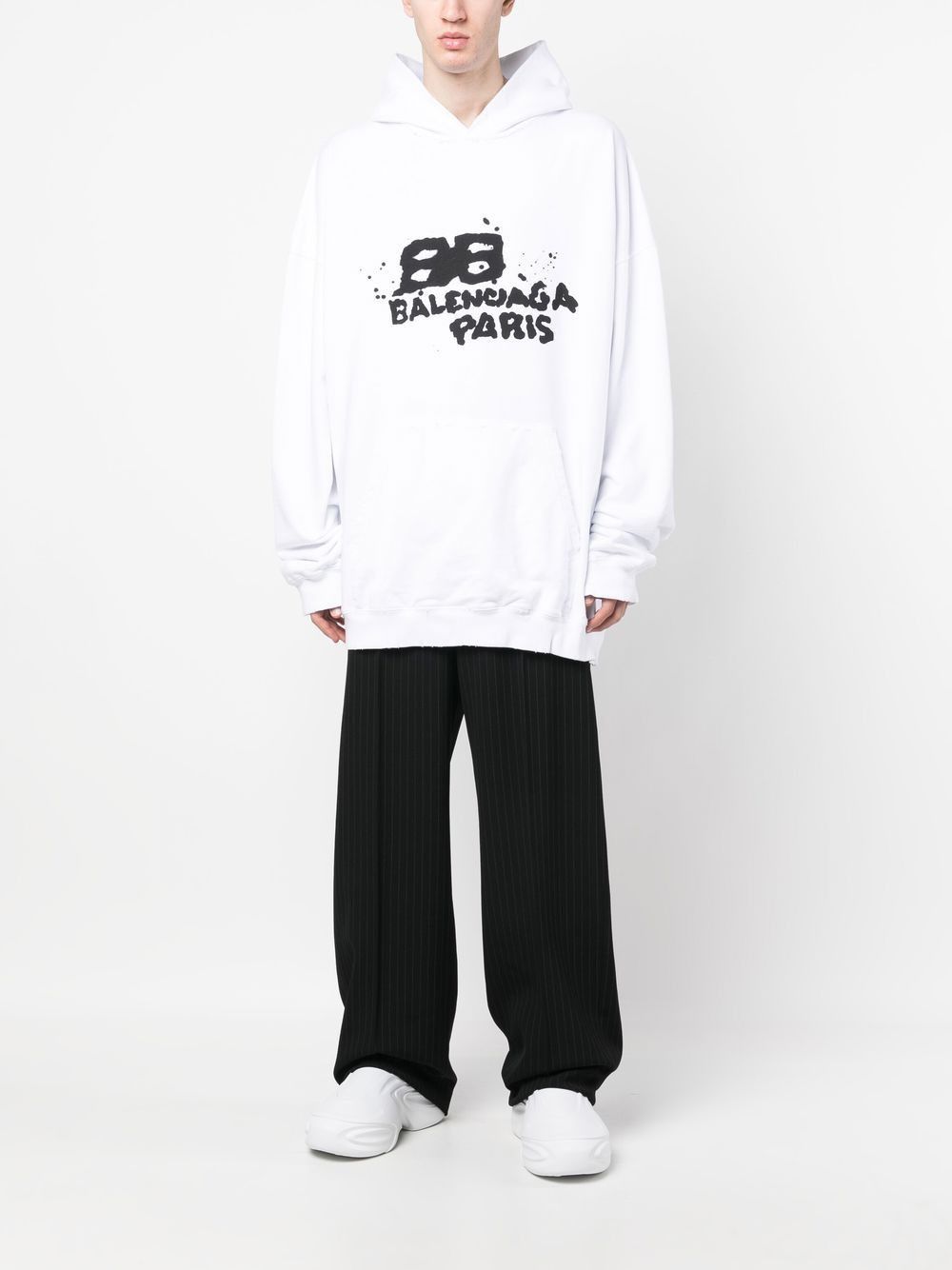 Balenciaga o1tr1nto1125 Hand-Drawn BB Icon Hoodie Large Fit in White Size US L / EU 52-54 / 3 - 2 Thumbnail