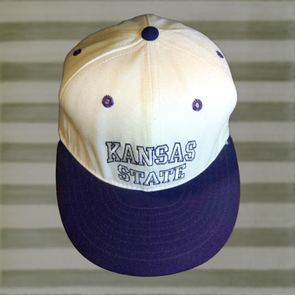 Vintage VINTAGE Kansas State Wildcats Baseball Cap Pro Line Adults 7 3/8 White USA Made Cotton Canvas Adjustable Mens Hats Cap Size ONE SIZE - 1 Thumbnail