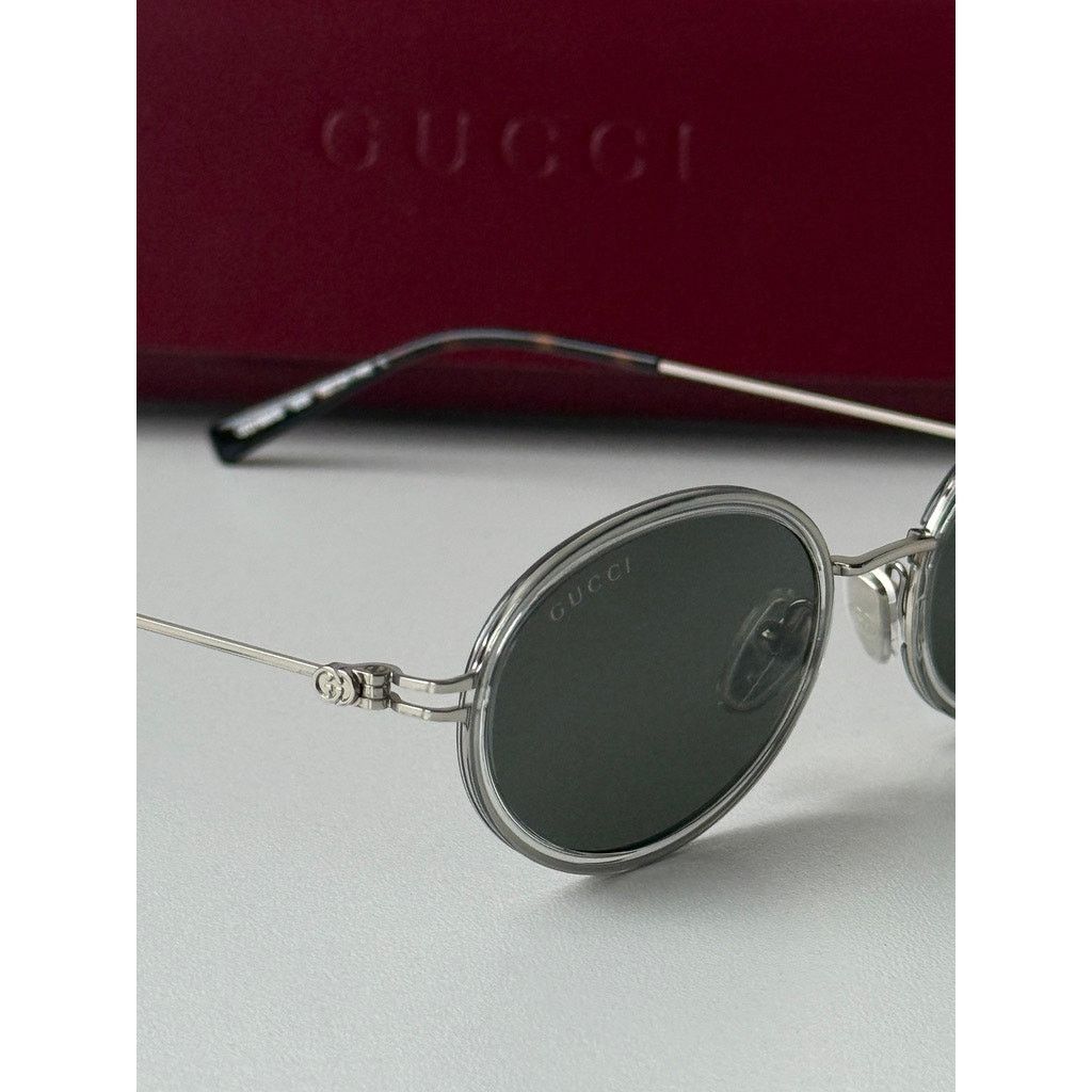 Gucci NEW Gucci GG1980S 003 Silver Oval Sunglasses $545 Size ONE SIZE - 6 Thumbnail