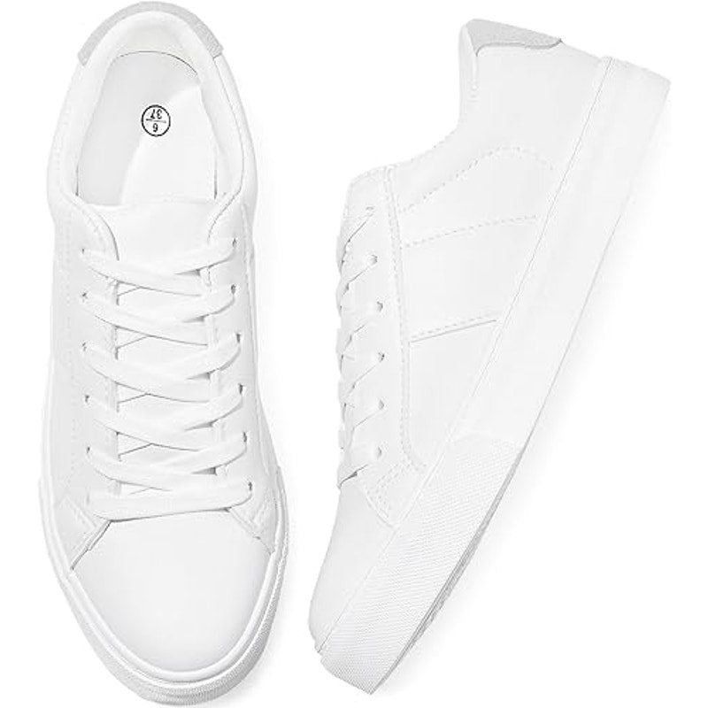 Other Adokoo Women's Size 7.5 White Faux Leather Low Top Sneakers Size US 7.5 / IT 37.5 - 1 Thumbnail