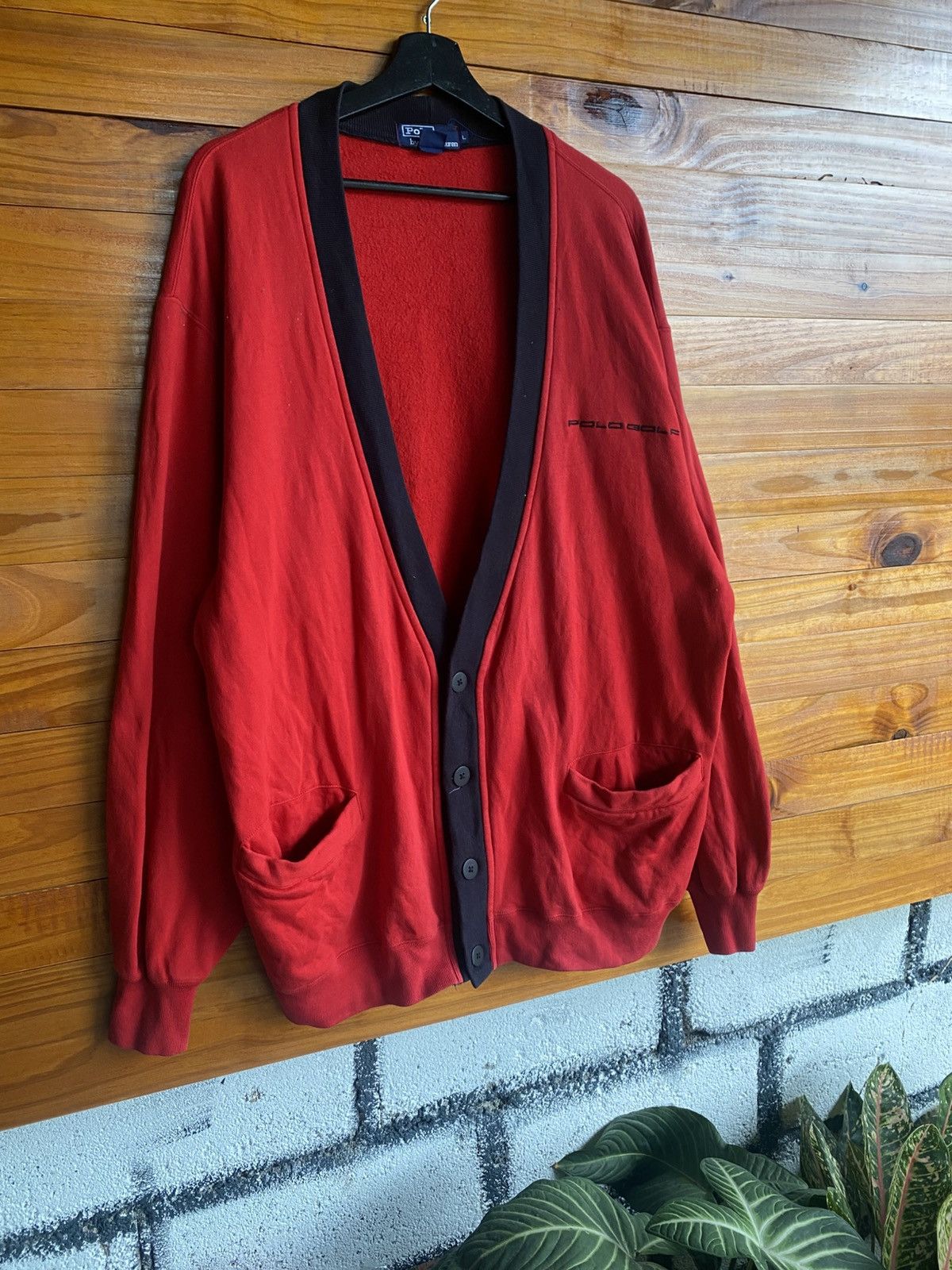 Polo Ralph Lauren Vintage Polo by Ralph Lauren Red Cotton Cardigan 1990s Polo Size US L / EU 52-54 / 3 - 5 Thumbnail