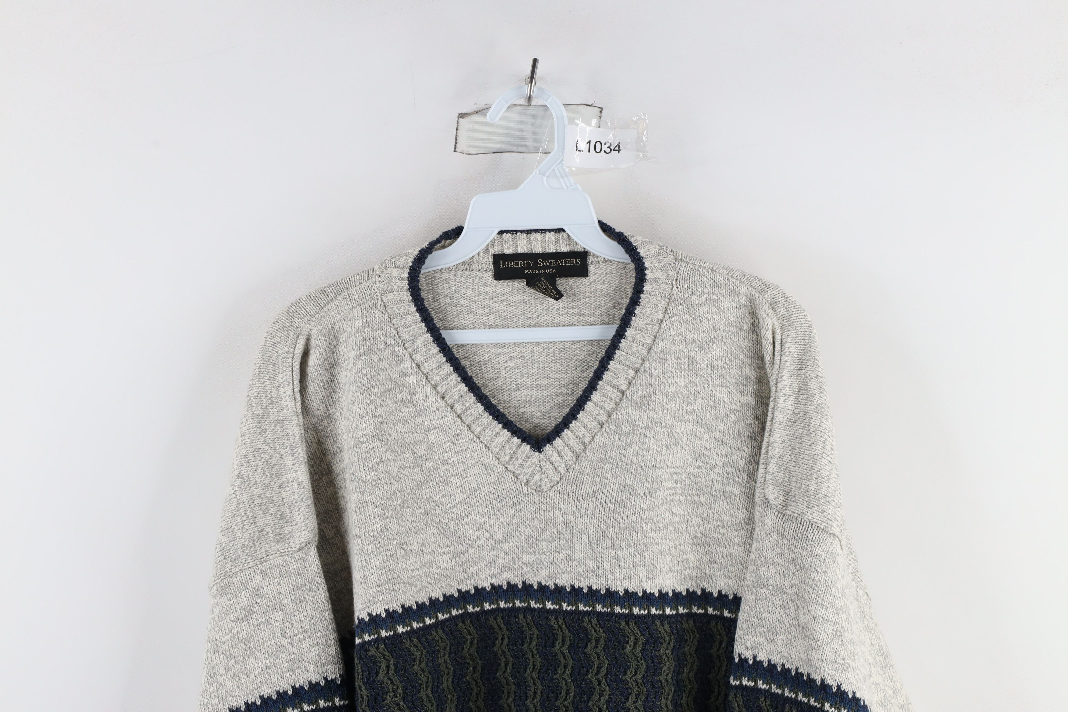 Vintage Vintage 90s Streetwear Knit V-Neck Sweater Heather Gray Size US XL / EU 56 / 4 - 2 Thumbnail
