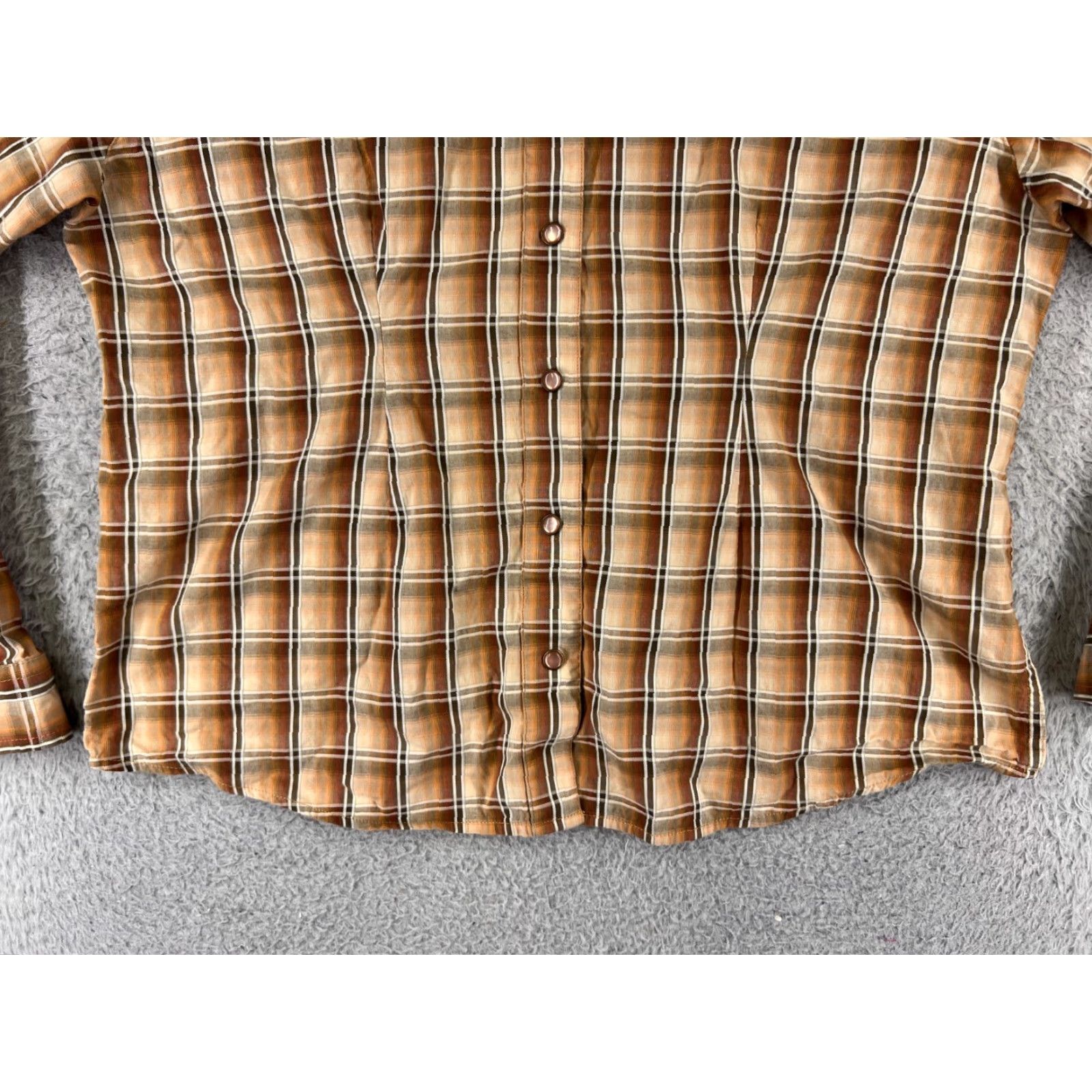 Vintage Panhandle Slim Shirt Womens Large Beige Plaid Pearl Snap 100% Cotton Western Size L / US 10 / IT 46 - 7 Thumbnail