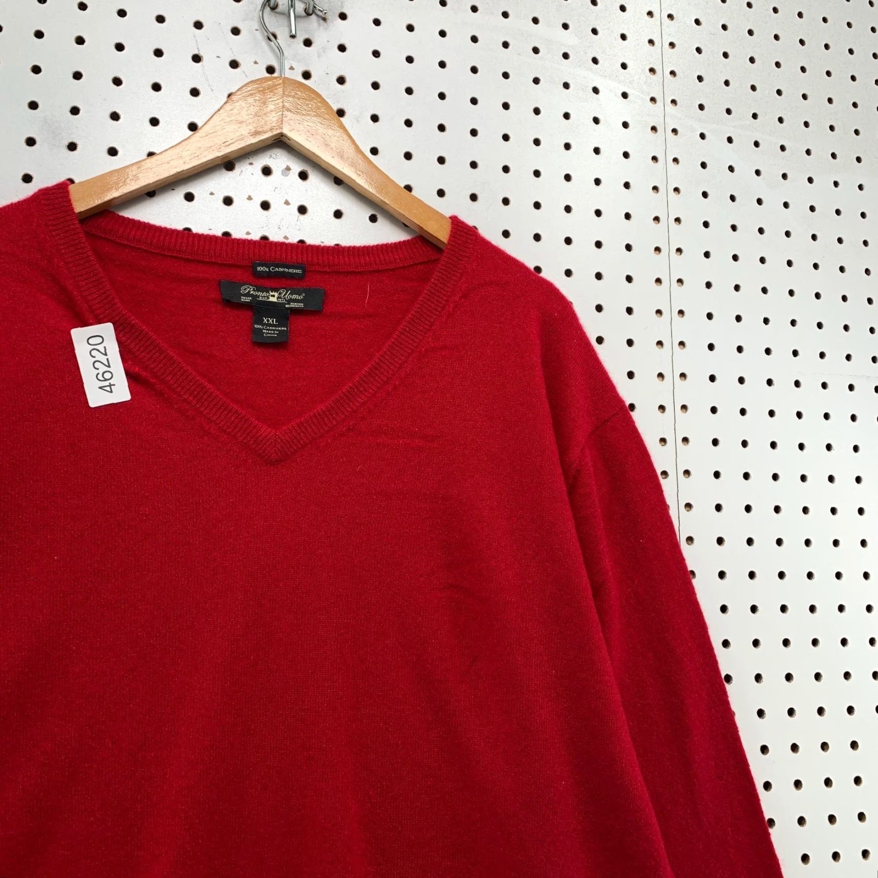 Pronto Uomo Pronto Uomo 100% Cashmere Sweater Mens 2XL Red V-Neck Lightweight Preppy Pullover Knit Shirt Mens Size US XXL / EU 58 / 5 - 6 Thumbnail