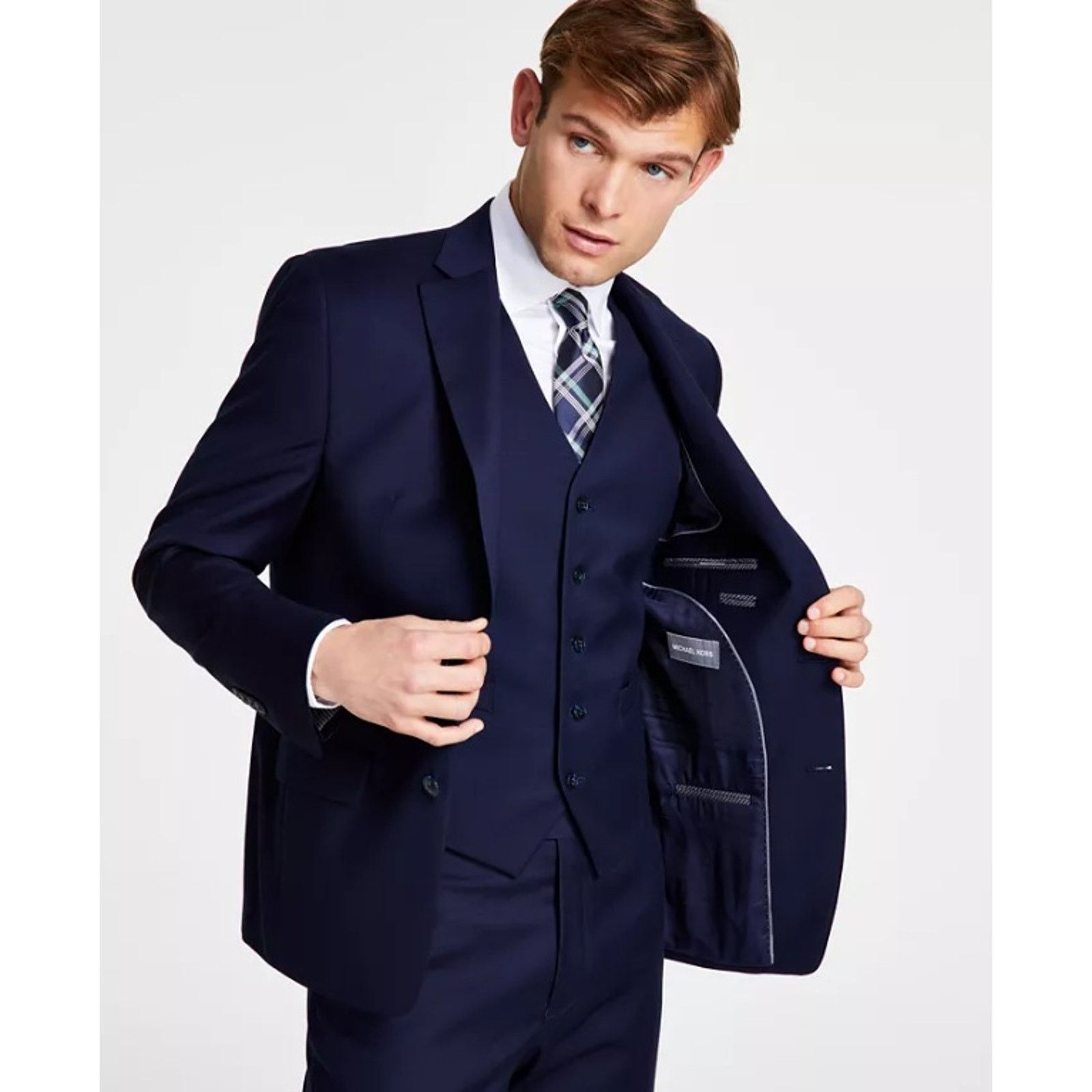 Michael Kors Michael Kors Men's Navy Wool-Blend Suit Blazer Size 36R Size 36R - 4 Thumbnail