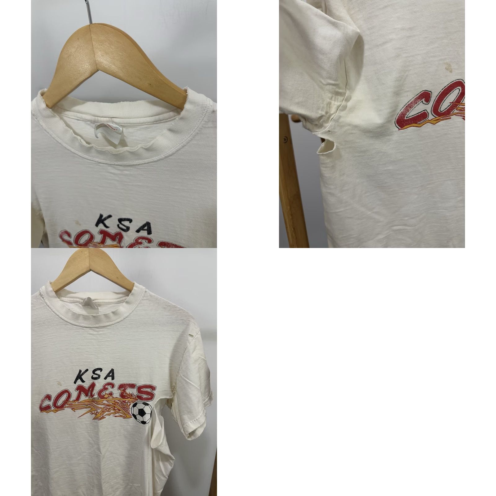 Hanes VTG Kansa City Comets KSA Indoor Soccer Thrashed Worn Distressed T-Shirt M Hanes White Men Shirt Size US M / EU 48-50 / 2 - 8 Thumbnail
