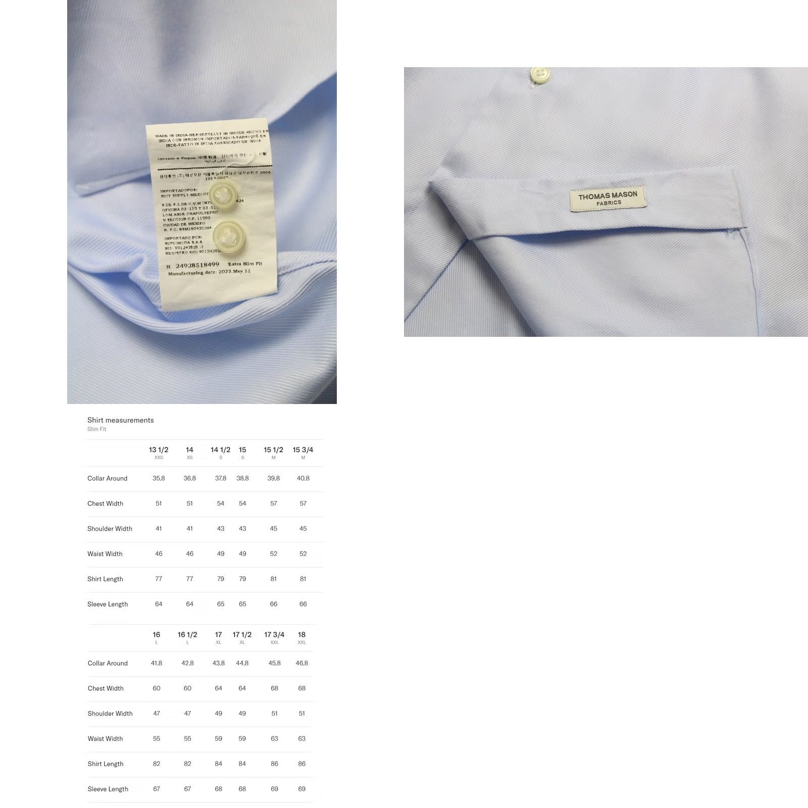 Suitsupply Suitsupply Extra Slim Fit Formal Shirt Blue Cutaway Neck LARGE Mens Shirt Dress Shirt Shirt, Blue, Formal, Business, Long Sleeve, Cotton, Button-Up Size 42R - 8 Thumbnail
