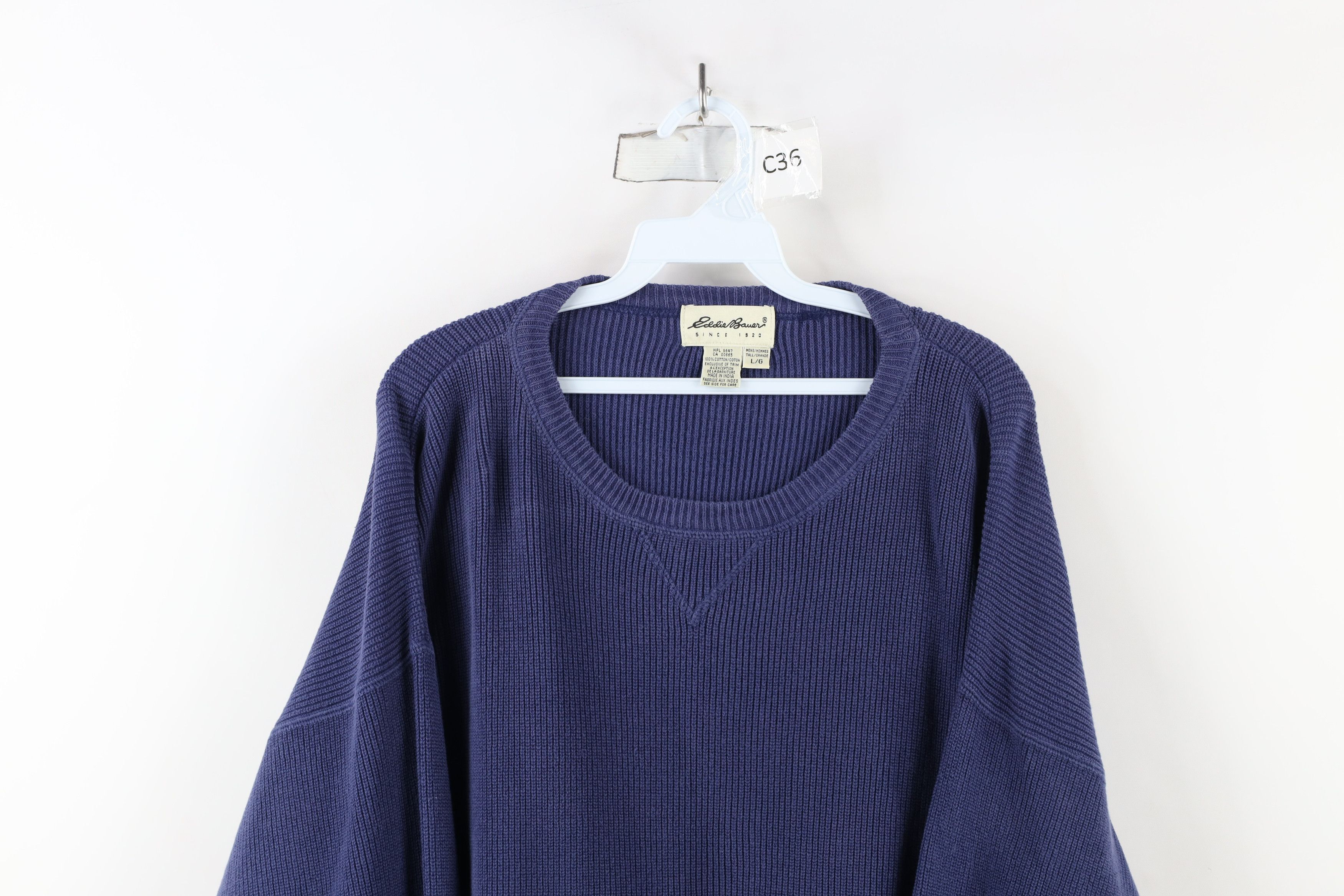 Eddie Bauer × Vintage Vintage 90s Eddie Bauer Cotton Ribbed Knit Crewneck Sweater Size US L / EU 52-54 / 3 - 2 Thumbnail