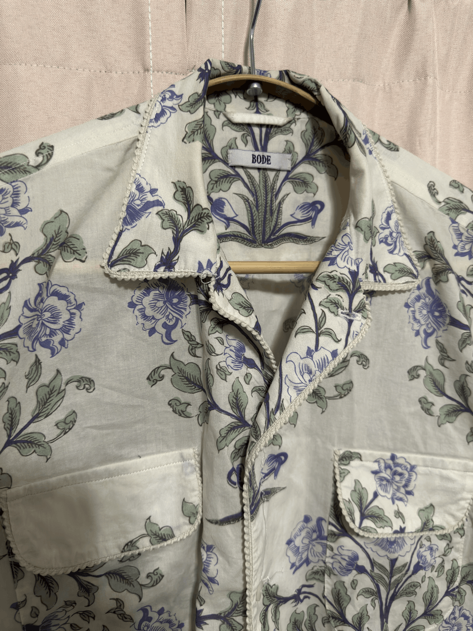 Pre-owned Bode Floral Shirt In White/green/blue