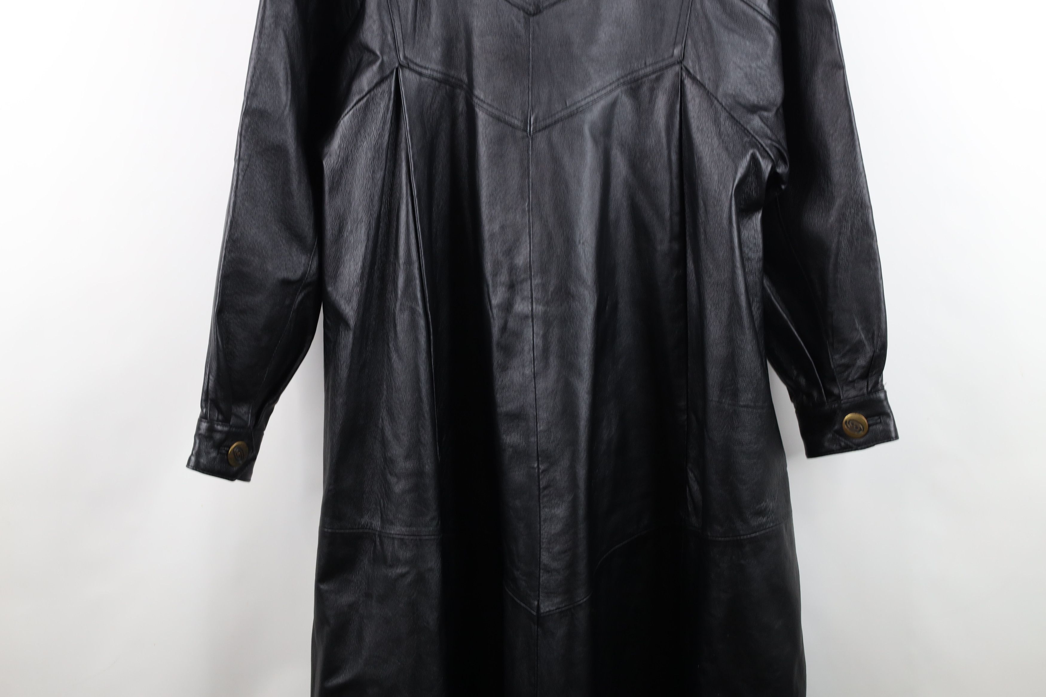 Vintage Vintage 90s Streetwear Heavy Leather Trench Coat Jacket Size M / US 6-8 / IT 42-44 - 15 Thumbnail