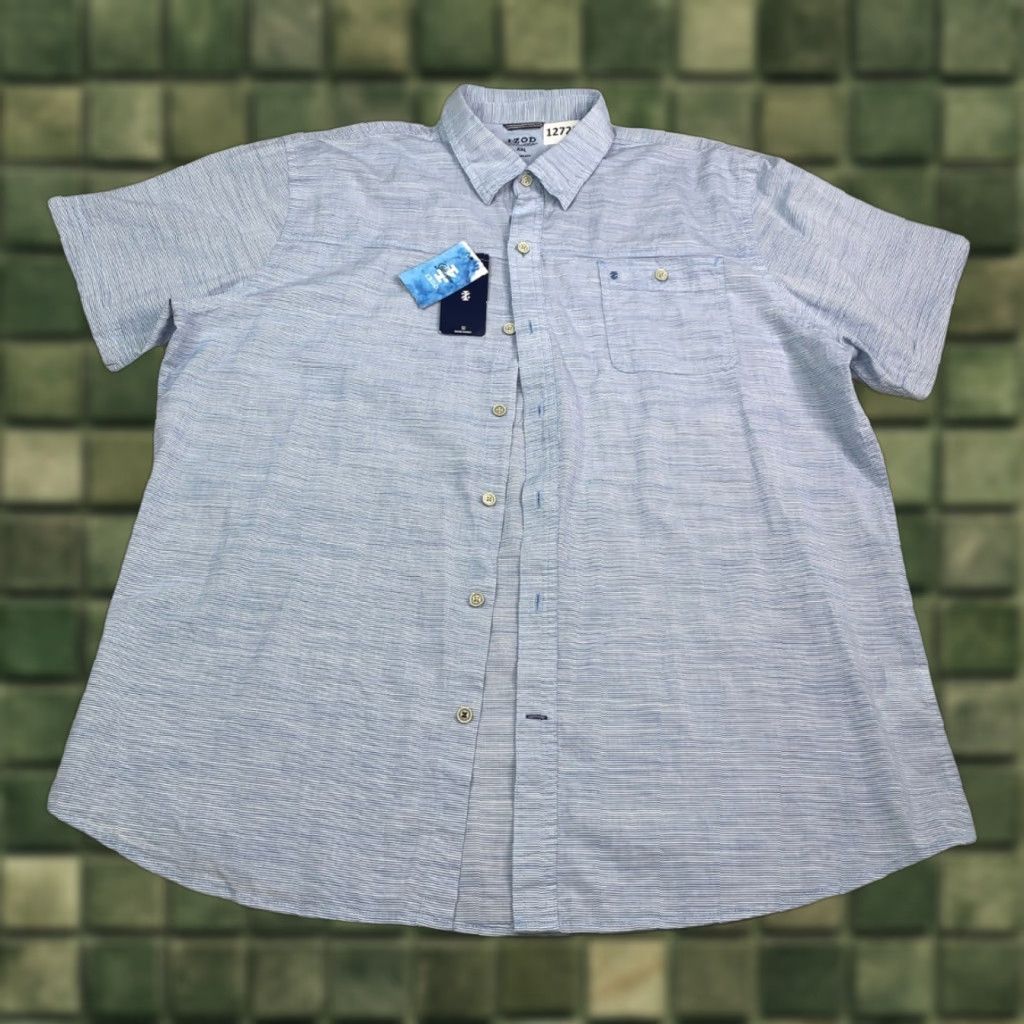 Izod IZOD Saltwater Dockside Woven Oxford Short Sleeve Blue Mens 2XL NWT-12722 Size US 39 - 1 Thumbnail