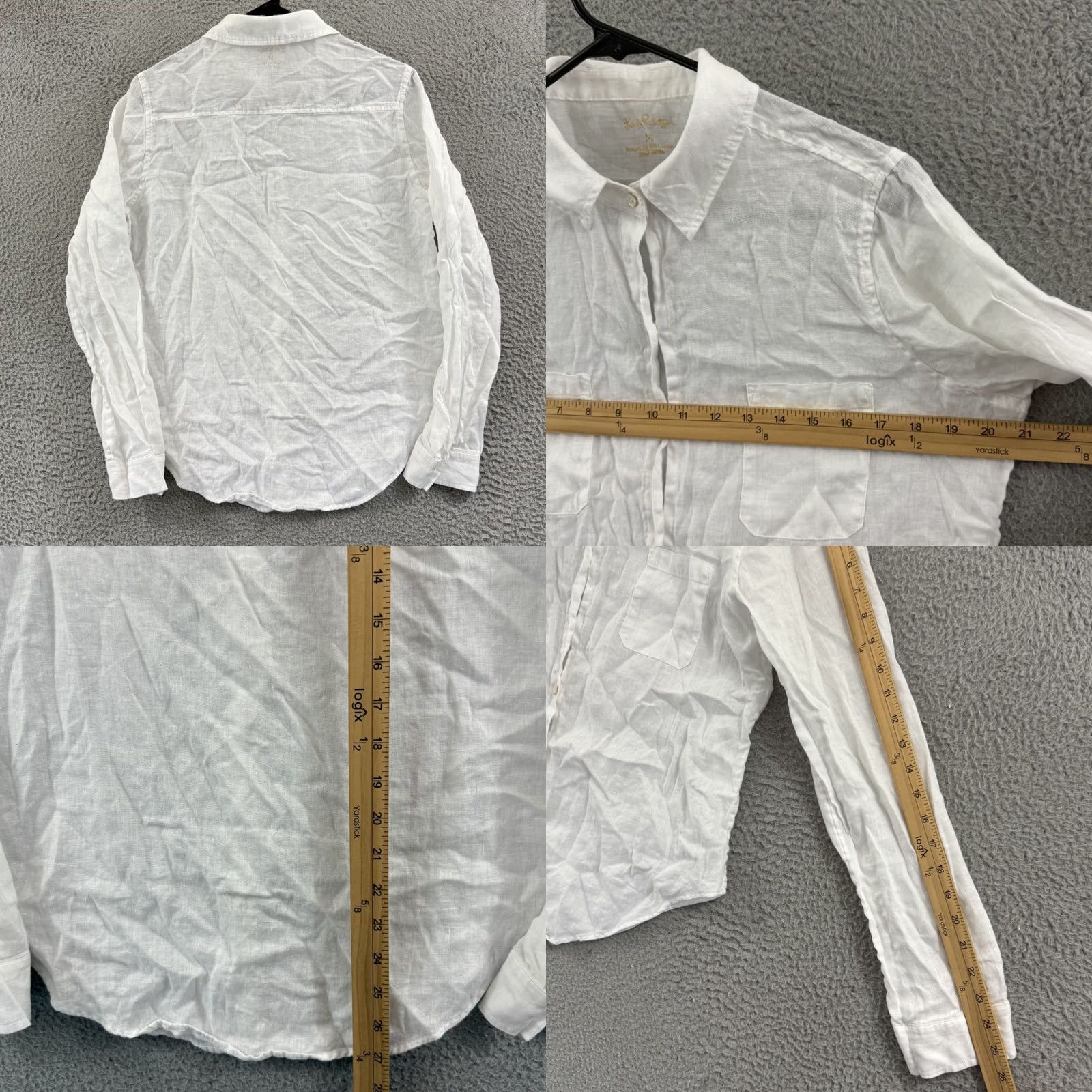 Lilly Pulitzer Lilly Pulitzer Shirt Womens Large White Sea View Linen Button Down Preppy Resort Size L / US 10 / IT 46 - 8 Thumbnail