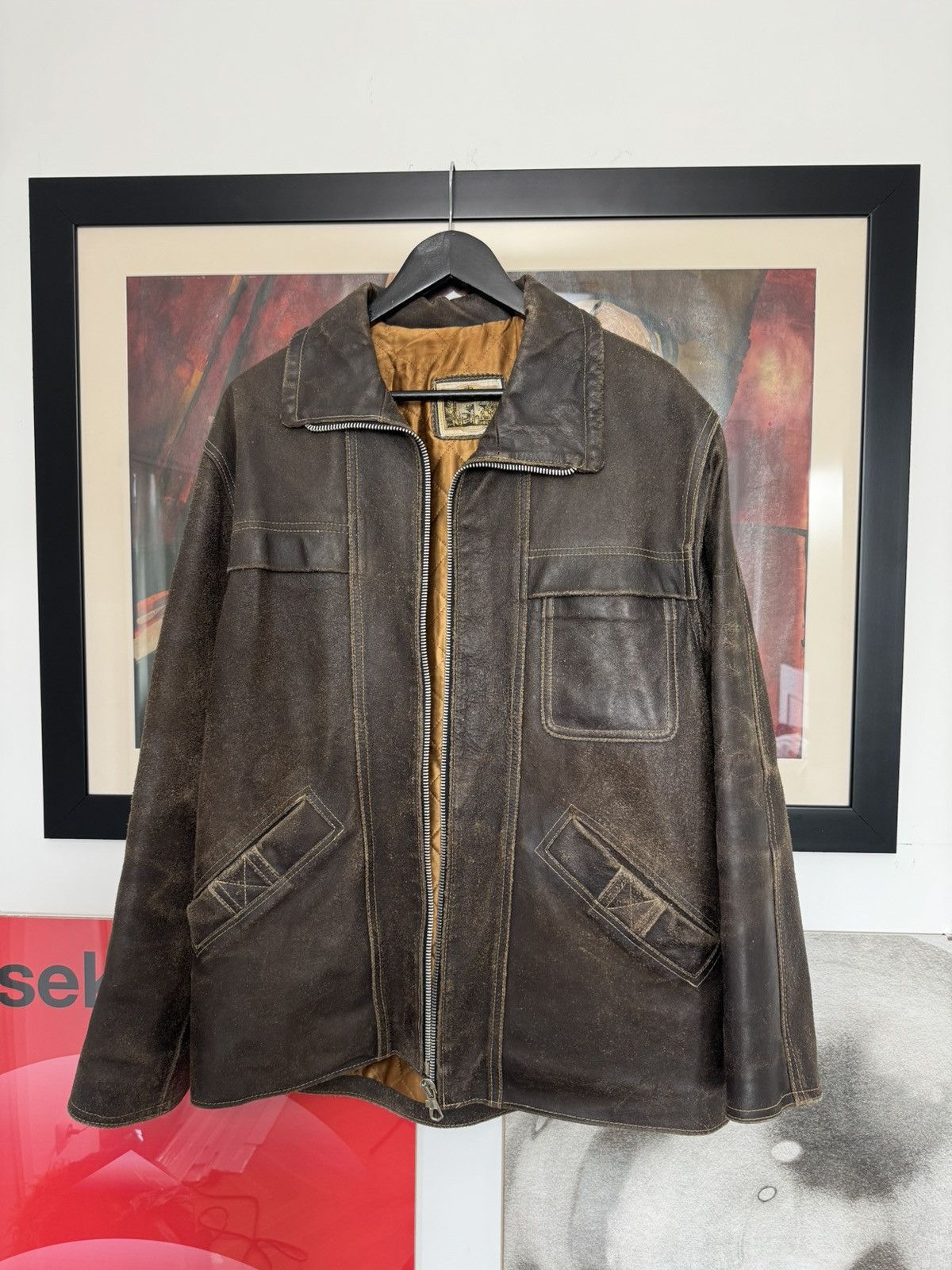 Genuine Leather Vintage 90s Genuine Real Leather Jacket Washed Brown Black Size US M / EU 48-50 / 2 - 3 Thumbnail