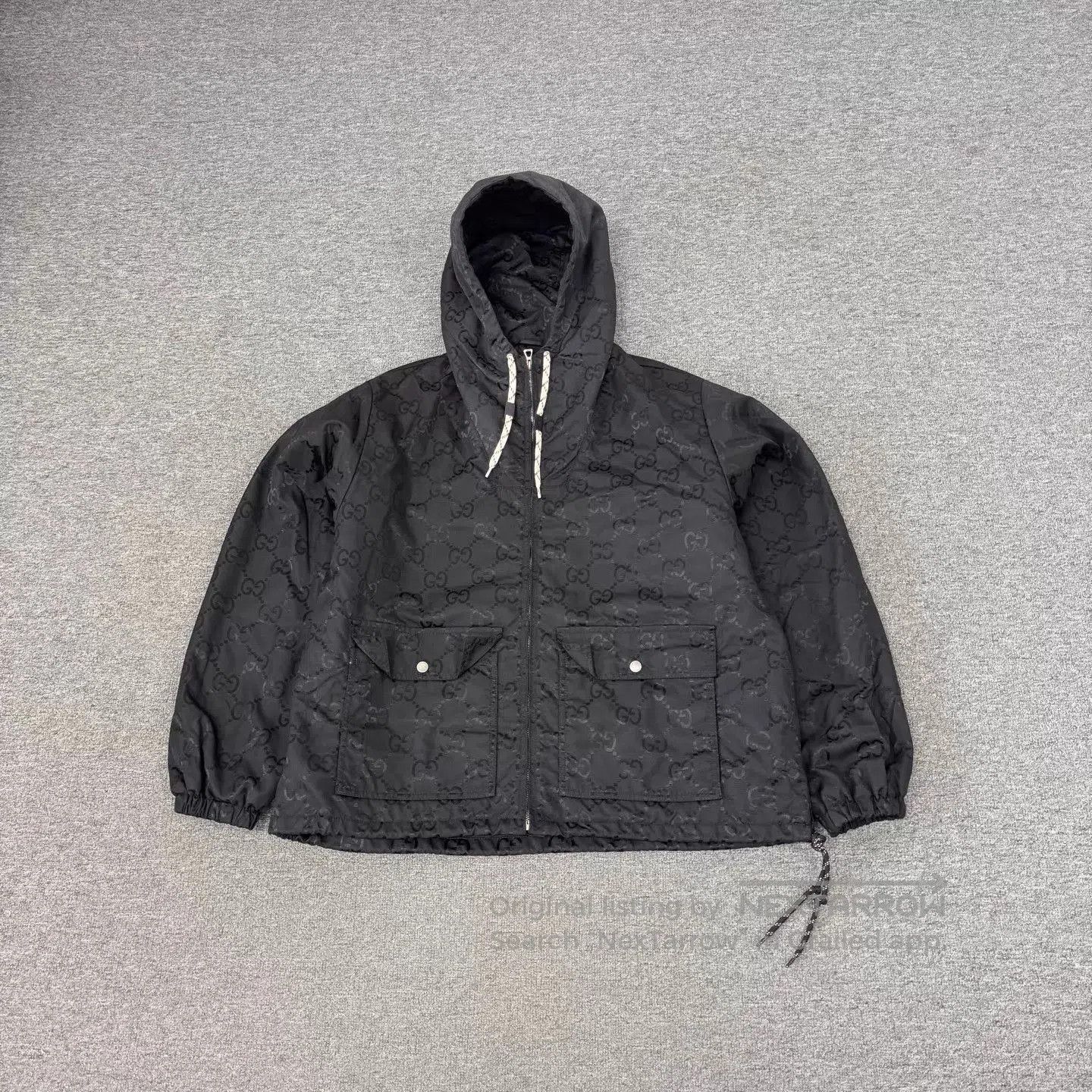 Gucci Black Hooded Patterned Light Jacket. Size US M / EU 48-50 / 2 - 1 Thumbnail