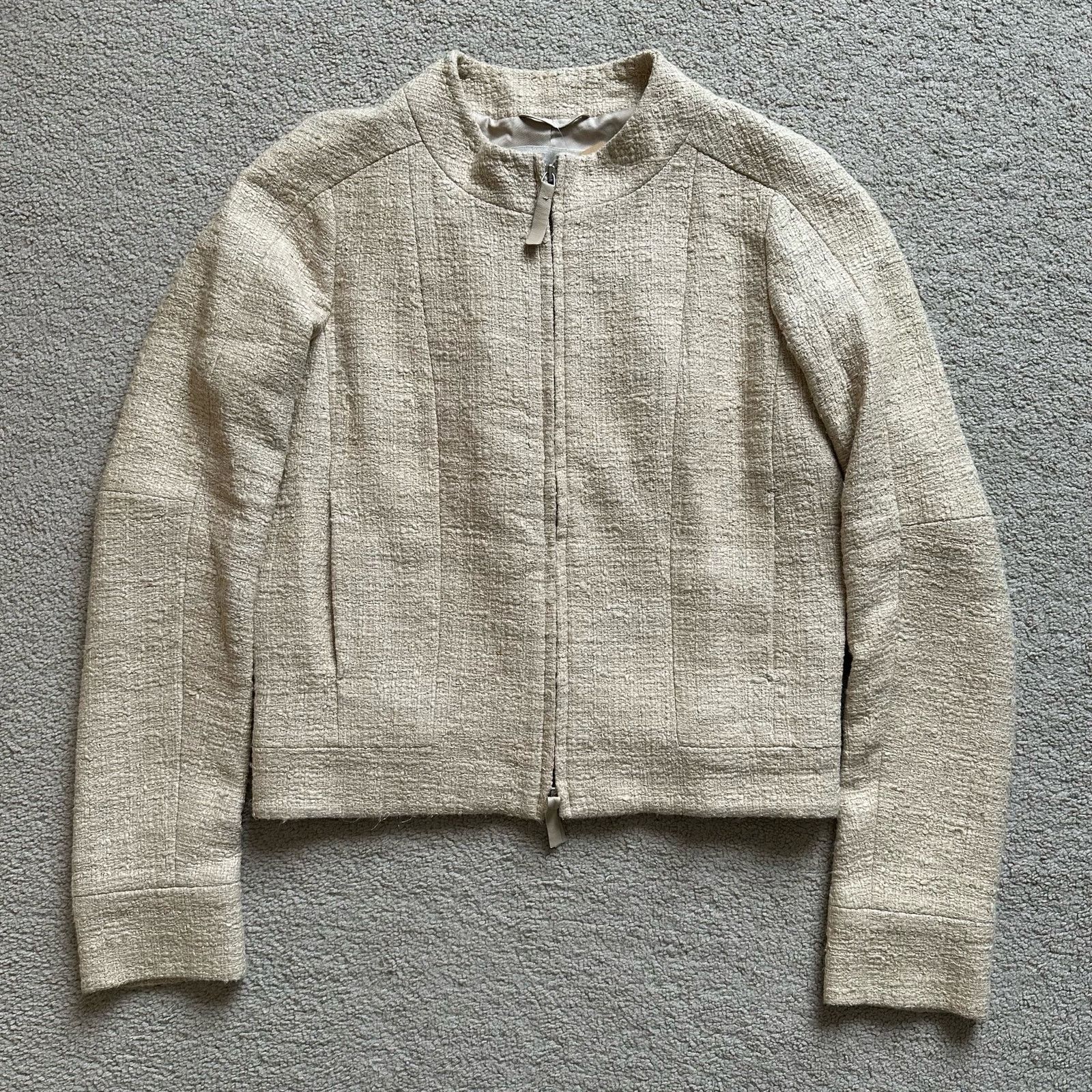 Other Reed Krakoff Tweed Collarless Jacket in Creme Beige | LArge Size L / US 10 / IT 46 - 1 Thumbnail