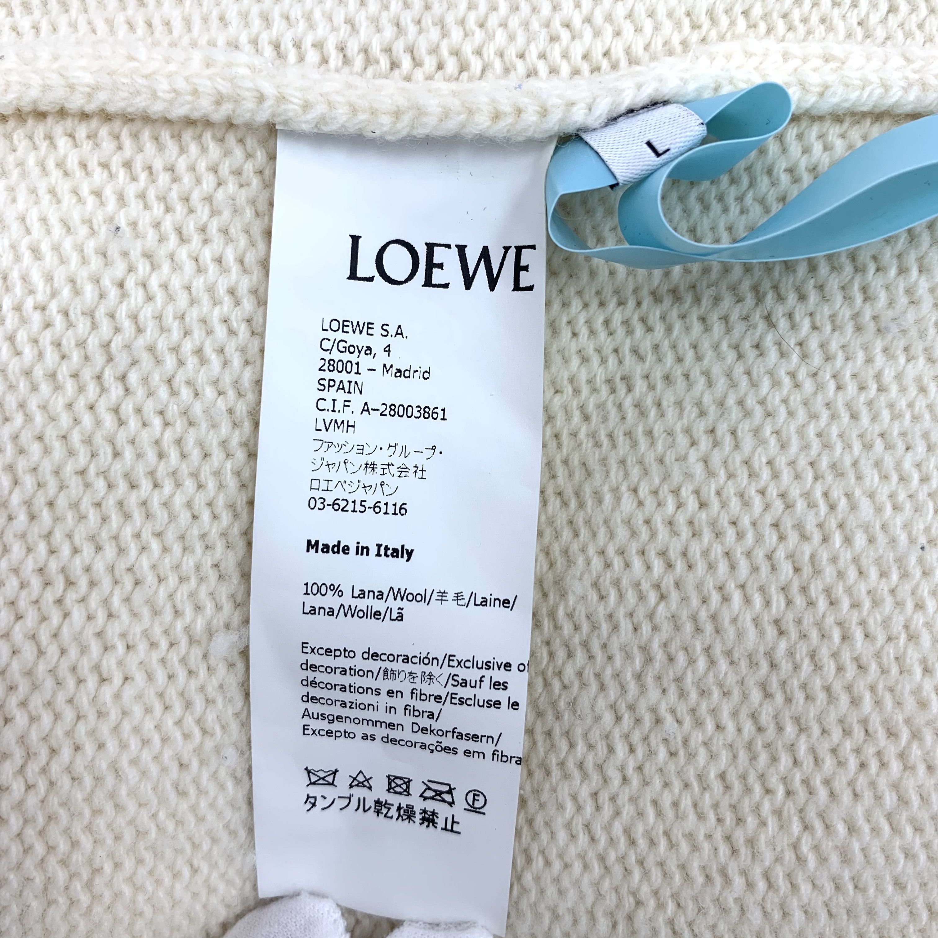 Loewe Loewe Logo Embroidered Wool Sweater Off-White (L) Size L / US 10 / IT 46 - 6 Thumbnail