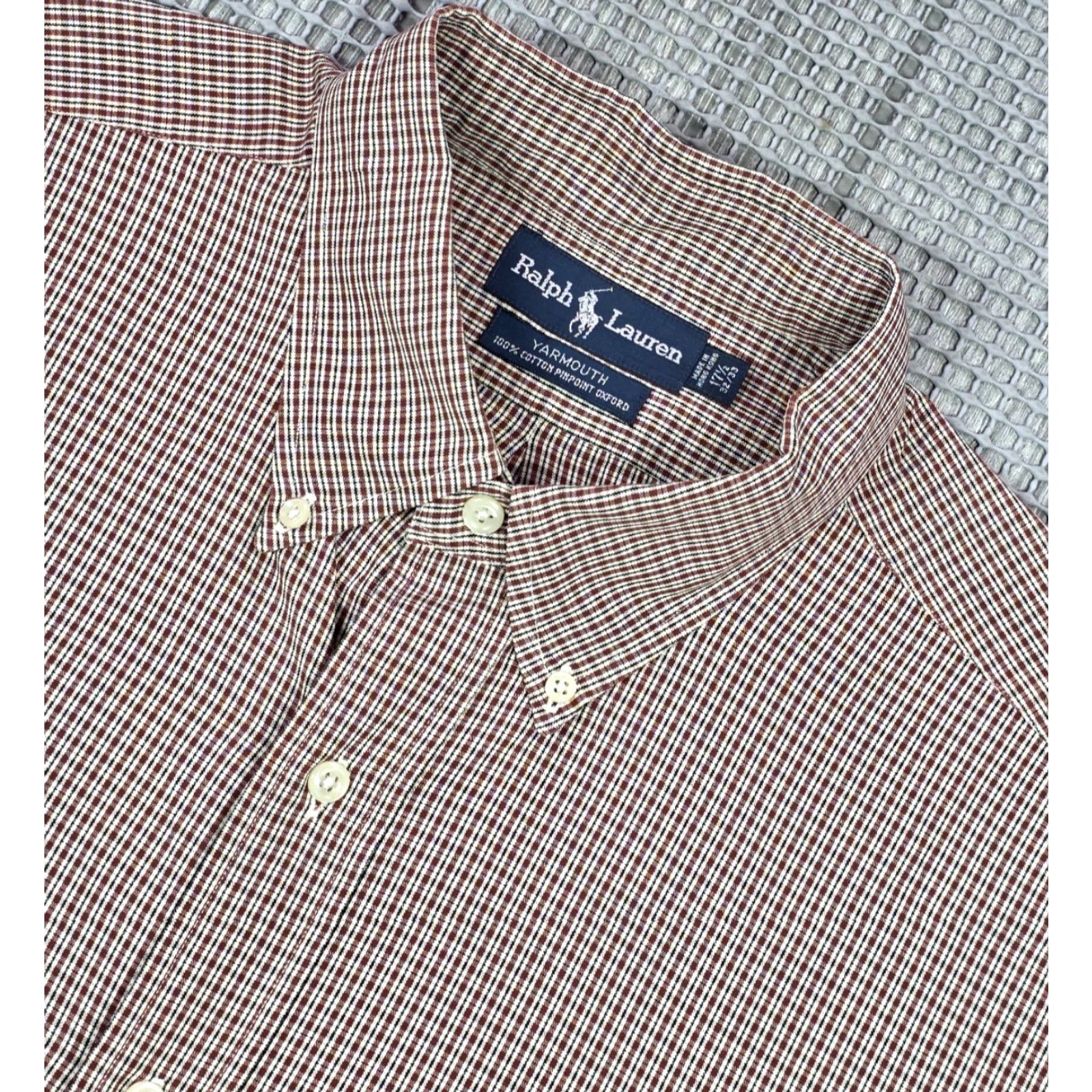 Polo Ralph Lauren VTG Polo Ralph Lauren Button-Up Long Sleeve Plaid Oxford Men 17.5-32/33 Red 100% Cotton OCBD Classic Preppy 90s Mens Size US XXL / EU 58 / 5 - 5 Thumbnail
