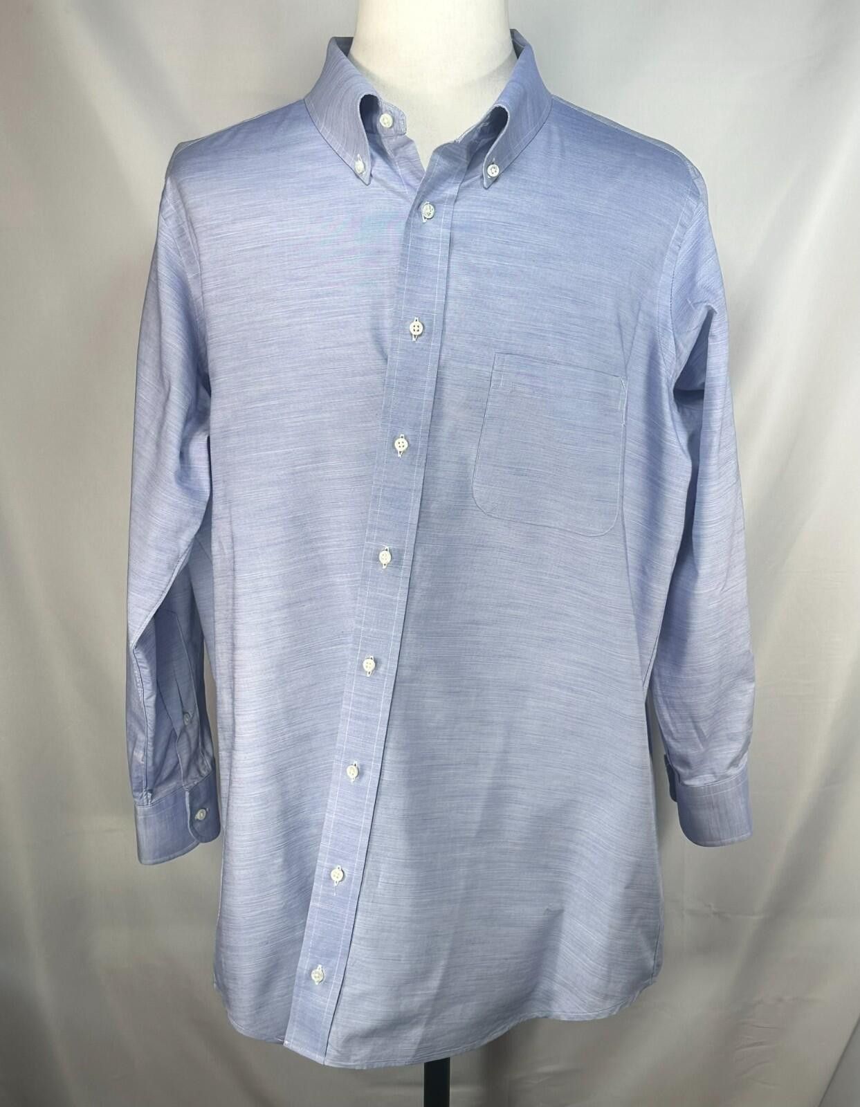 Holland & Sherry Holland Sherry Solid Tailored Oxford Button Up Blue Men XL Size US XL / EU 56 / 4 - 1 Thumbnail