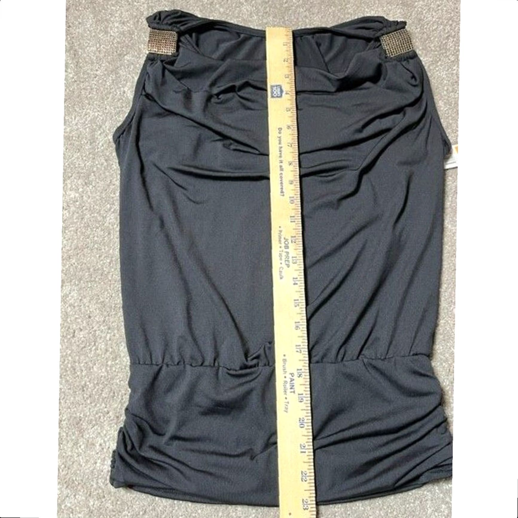 Vintage Carmen Marc Valvo Tankini Top S Black Nylon Spandex Built-In Bra Draped Glam Resort Chic Rhinestones Designer Womens Size S / US 4 / IT 40 - 5 Thumbnail