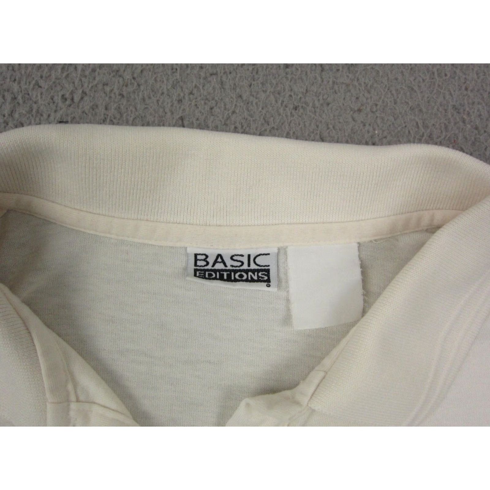 Basic Editions VINTAGE Basic Editions Polo Shirt Womens L Beige Golf Crest 80s 90s Casual Slim Short Sleeve Collared Polo Womens Size L / US 10 / IT 46 - 6 Thumbnail
