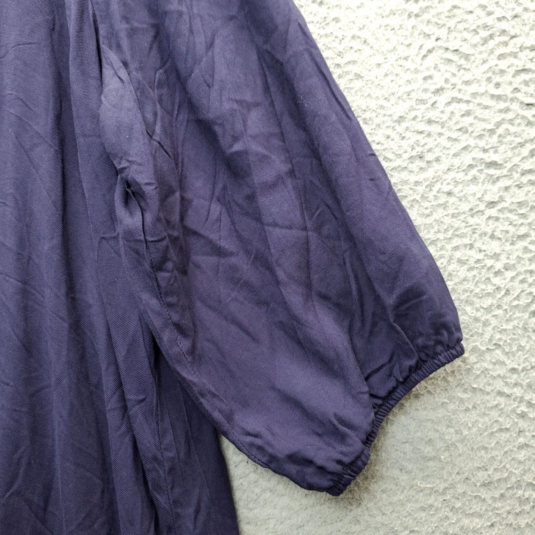 Vintage Hayden Womens 1XL Navy A-Line Dress Round Neck Long Balloon Sleeve Pocketless Knee Length NWT 100% Rayon Size XL / US 12-14 / IT 48-50 - 5 Thumbnail
