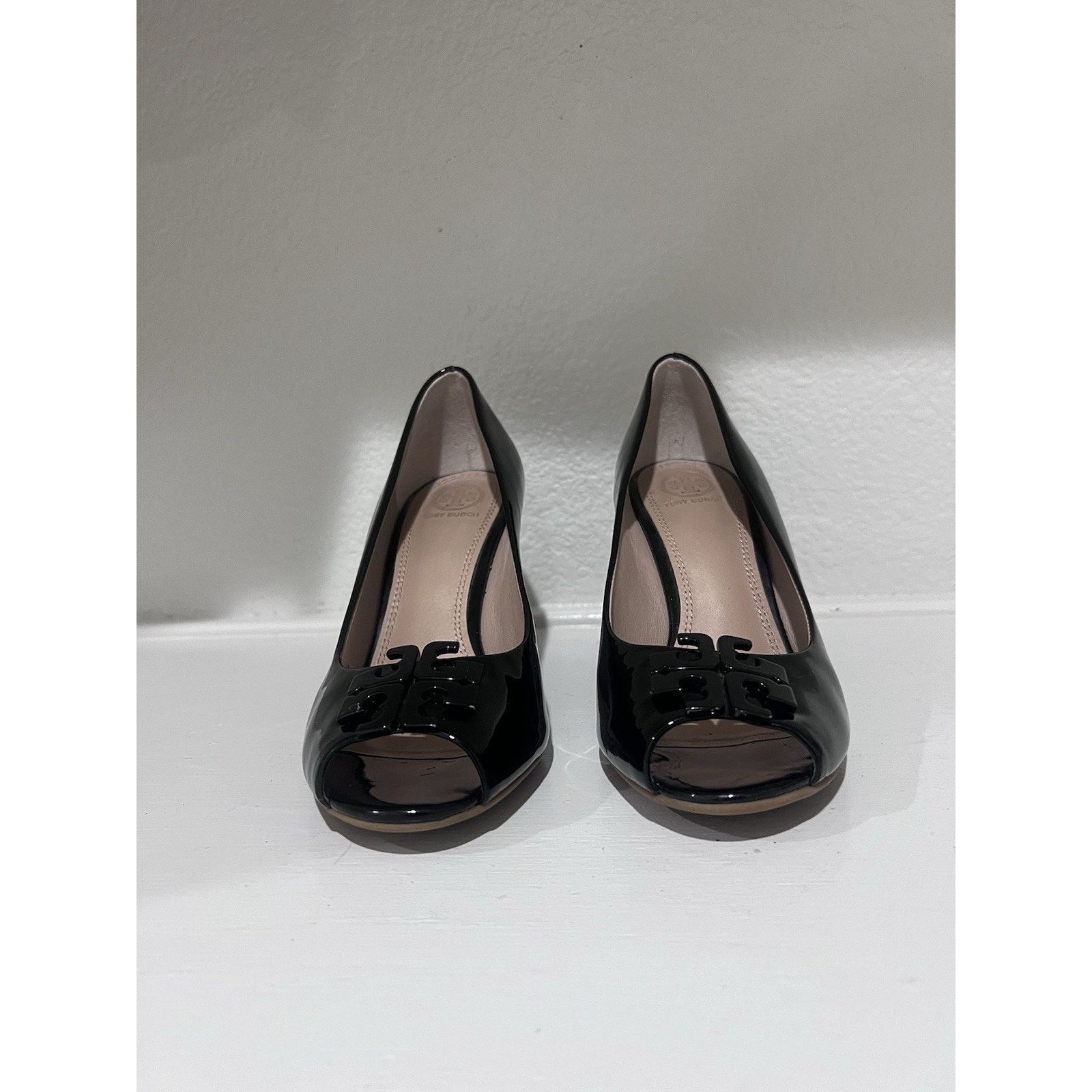 TORY BURCH Lowell Peep Toe Wedge Mestico Perfect Patent