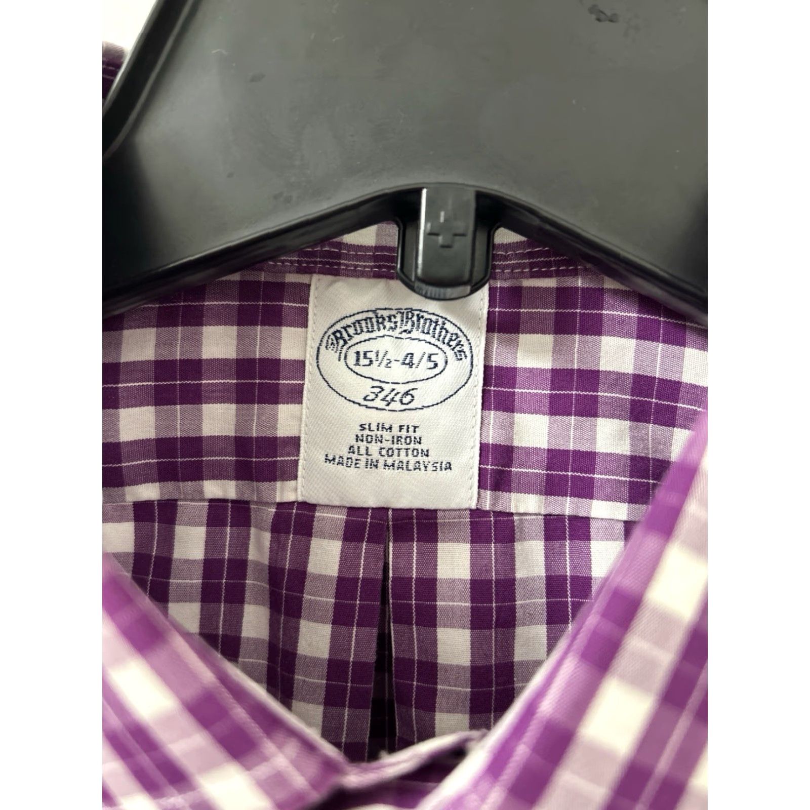 Brooks Brothers Brooks Brothers 346 Shirt Mens 15.5 Purple Oxford Plaid Slim Fit Button-Down Dress Shirt Size US L / EU 52-54 / 3 - 5 Thumbnail