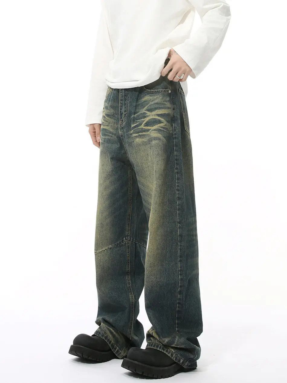 Japanese Brand Retro loose water ripple high street jeans Size US 32 / EU 48 - 4 Thumbnail