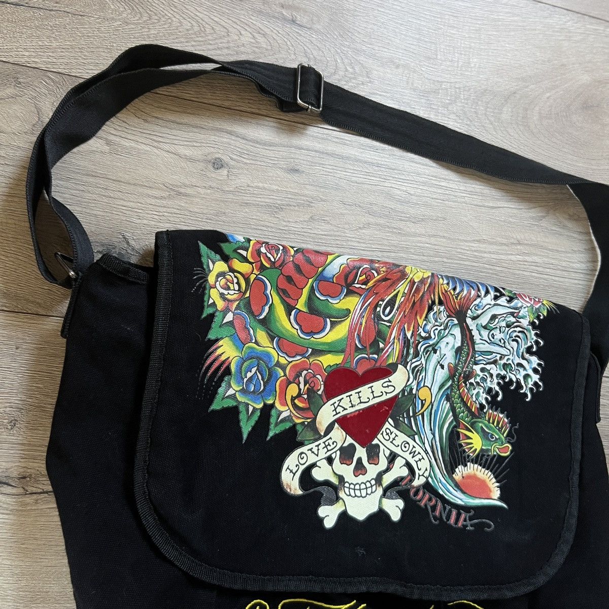 Christian Audigier × Ed Hardy × Vintage Ed Hardy Christian Audigier Vintage Y2k Rare Messenger Bag Size ONE SIZE - 3 Thumbnail