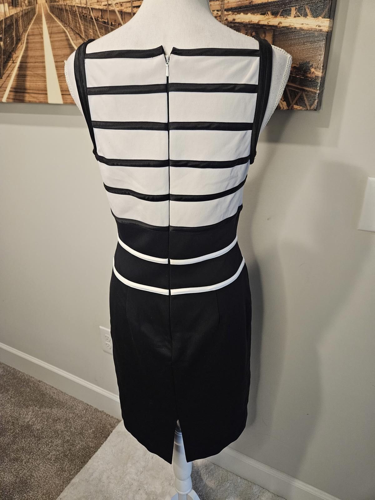 Designer Whbm Black and White Striped Dress Size M / US 6-8 / IT 42-44 - 3 Thumbnail