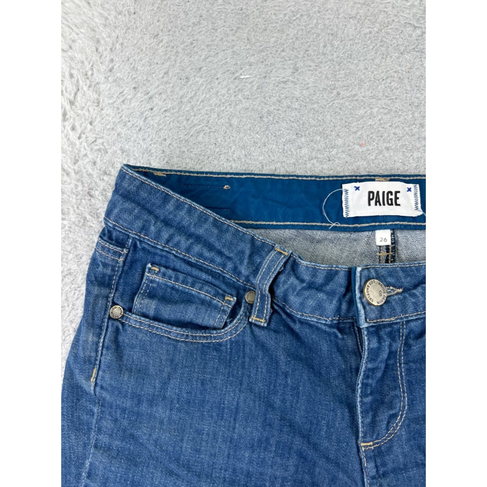 Anthropologie Anthropologie Paige Shorts Womens Blue Denim Cut-Off Low Rise 26 Regular 4 in Inseam 27x4 Cotton Size 26" / US 2 / IT 38 - 4 Thumbnail