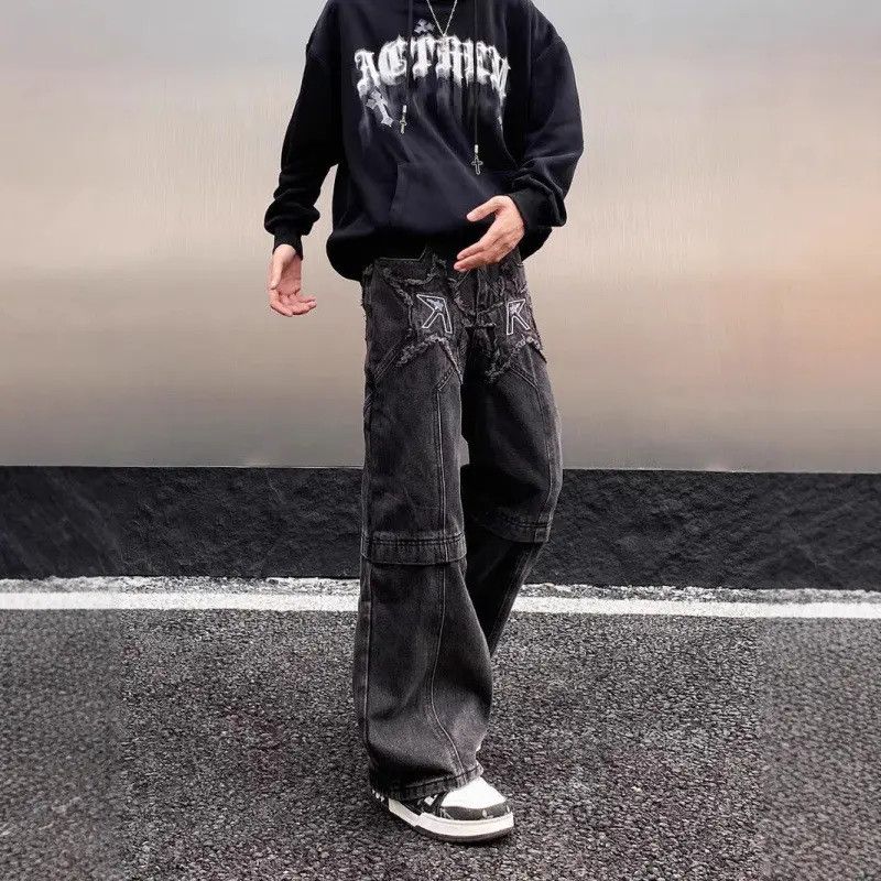 Japanese Brand × Jean Retro straight leg patchwork micro flared jeans Size US 32 / EU 48 - 3 Thumbnail