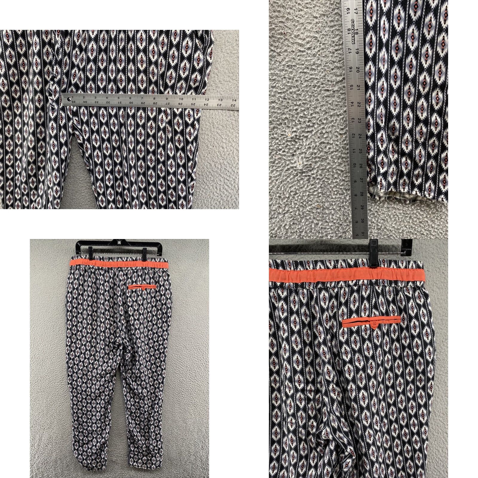 Vintage UMGEE Womens BOHO Hippie Drawstring Aztec Tribal Pattern Pants L Pants Oatmeal Pockets 90s Style Womens Regular Size 36" / US 14 / IT 50 - 8 Thumbnail