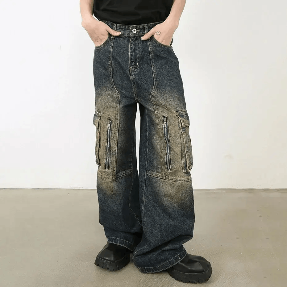 Japanese Brand × Jean Washed retro large pocket design baggy jeans Size US 30 / EU 46 - 3 Thumbnail