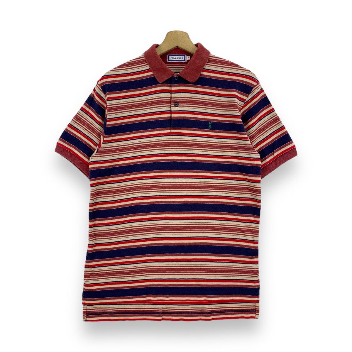 Yves Saint Laurent Vintage 90s YVES SAINT LAURENT Small Logo Striped Polo Shirt Size US M / EU 48-50 / 2 - 1 Thumbnail
