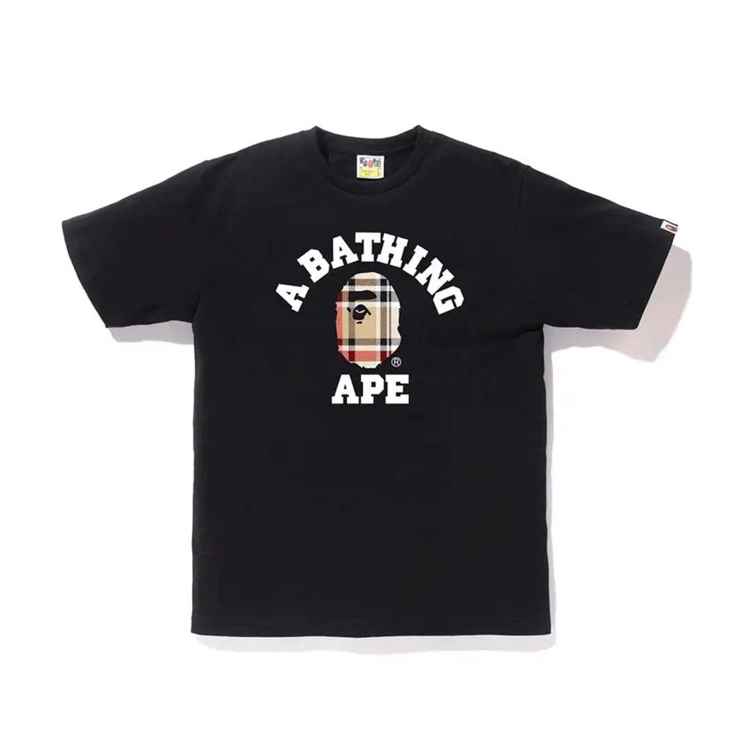 Bape College Burberry Tee Black Size US S / EU 44-46 / 1 - 1 Preview