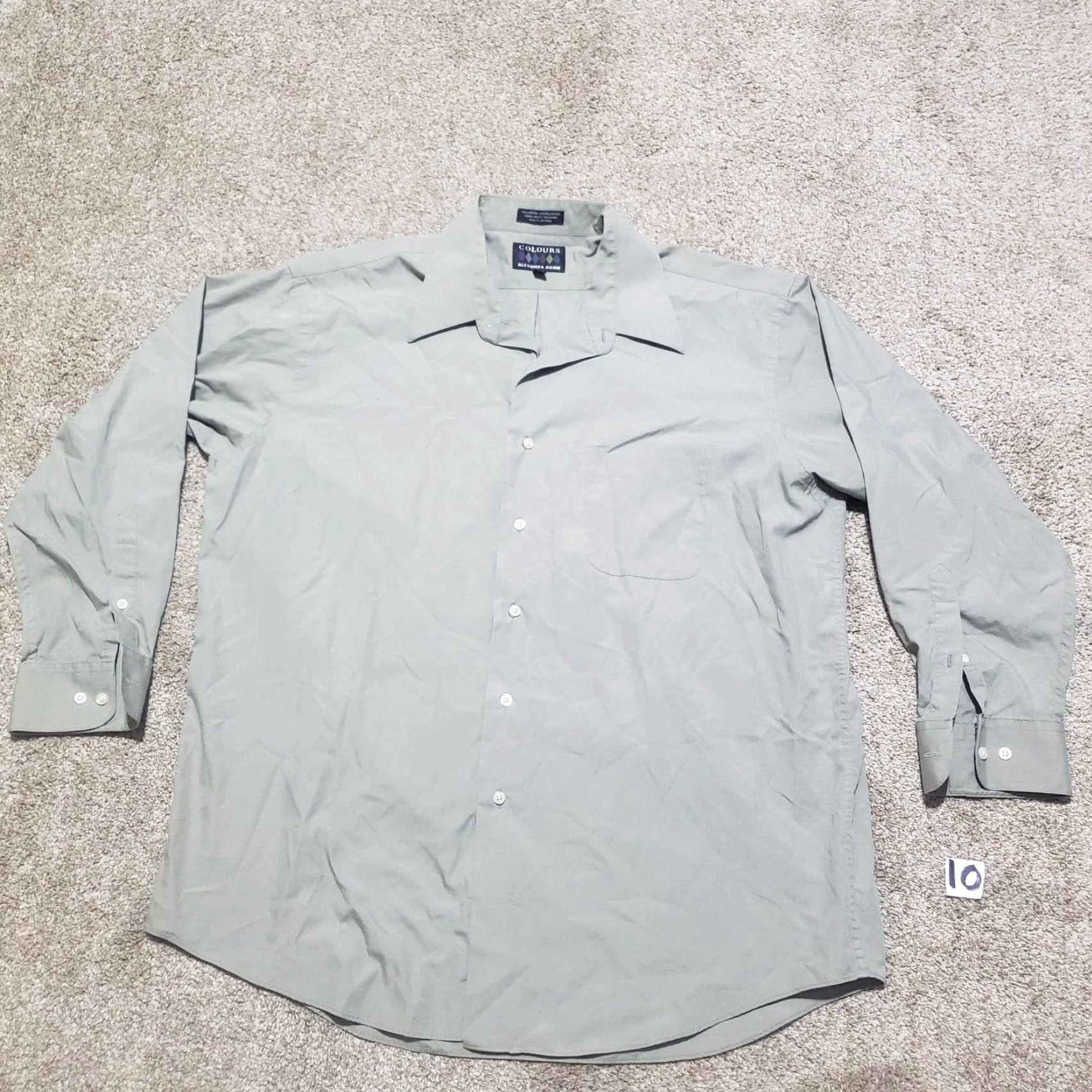 Alexander Julian Colours by Alexander Julian Shirt Mens XL Gray Solid Button Up 17 Colorful Button-Up Long Sleeve Cotton Dress Shirt Size US XL / EU 56 / 4 - 2 Thumbnail