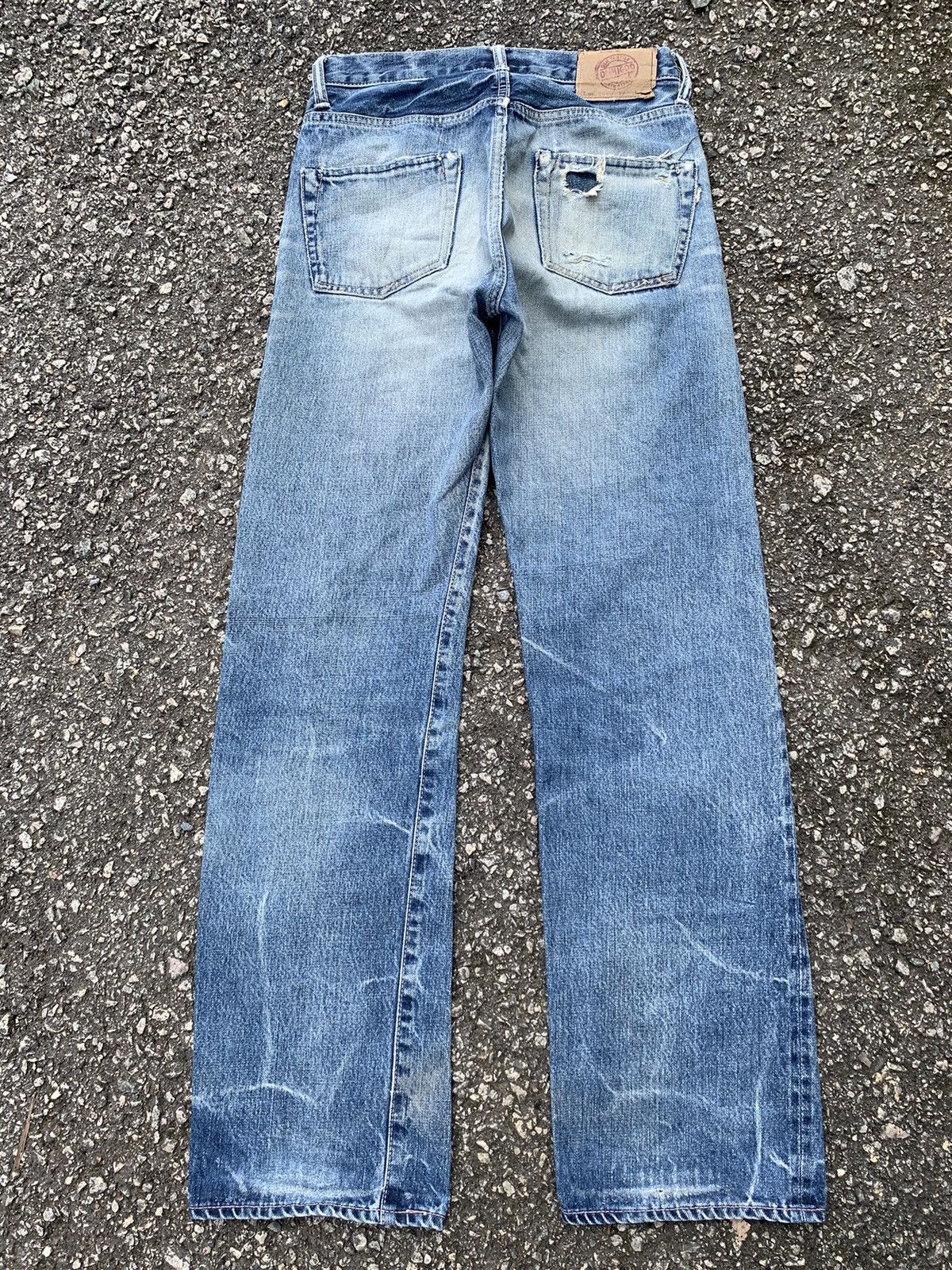 Jean × OMNIGOD × Vintage OMNIGOD JAPANESE BUTTON FLY SELVEDGE DISTRESSED DENIM🎌 Size US 28 / EU 44 - 3 Thumbnail