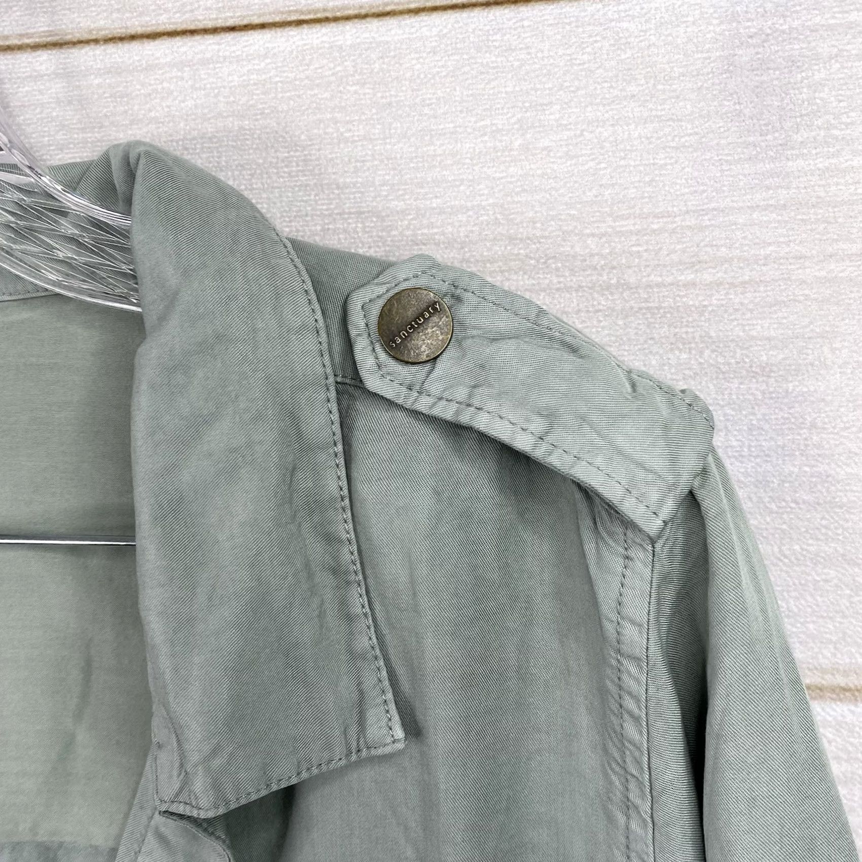 Anthropologie anthropologie Sanctuary Jacket Sz L Green Chambray Belted Drawstring Pockets Casual Travel Workwear Womens Size L / US 10 / IT 46 - 5 Thumbnail