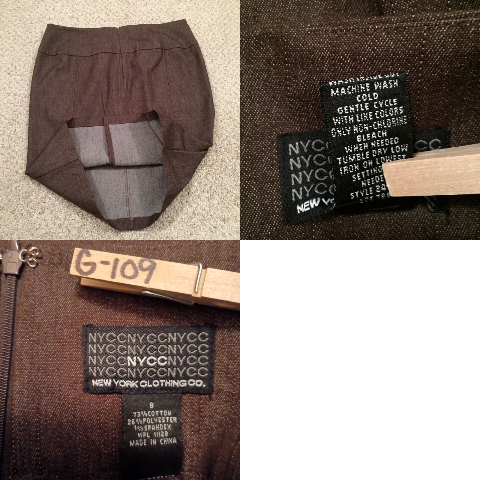 Vintage Nycc Skirt Women Knee Length Brown Cotton Blend Slit Pencil Size 8 Regular Unlined Vintage No Size 30" / US 8 / IT 44 - 8 Thumbnail